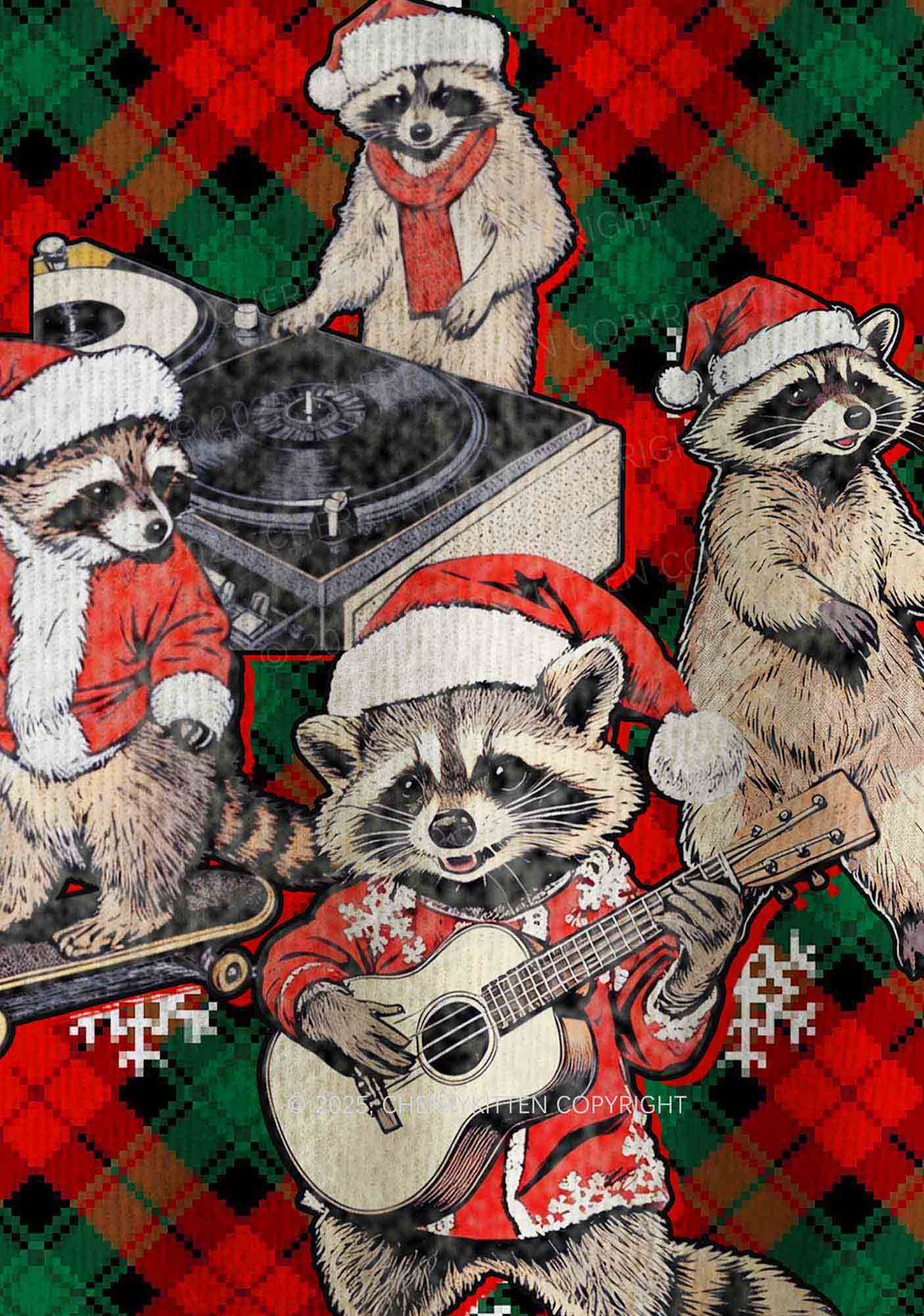 Raccoon Concert Y2K Christmas Knit Sweatshirt Cherrykitten - Image 6