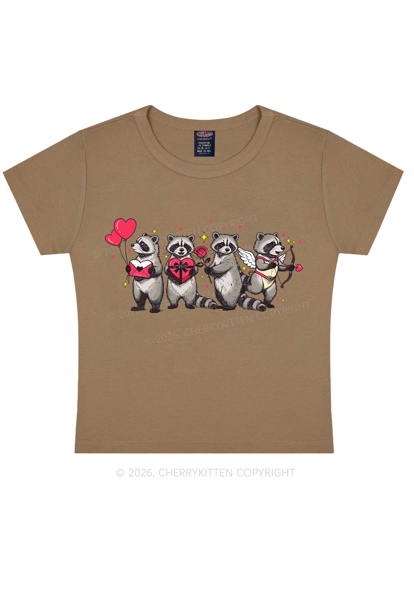 Raccoon Cupids Valentine's Day Y2K Baby Tee Cherrykitten - Image 10