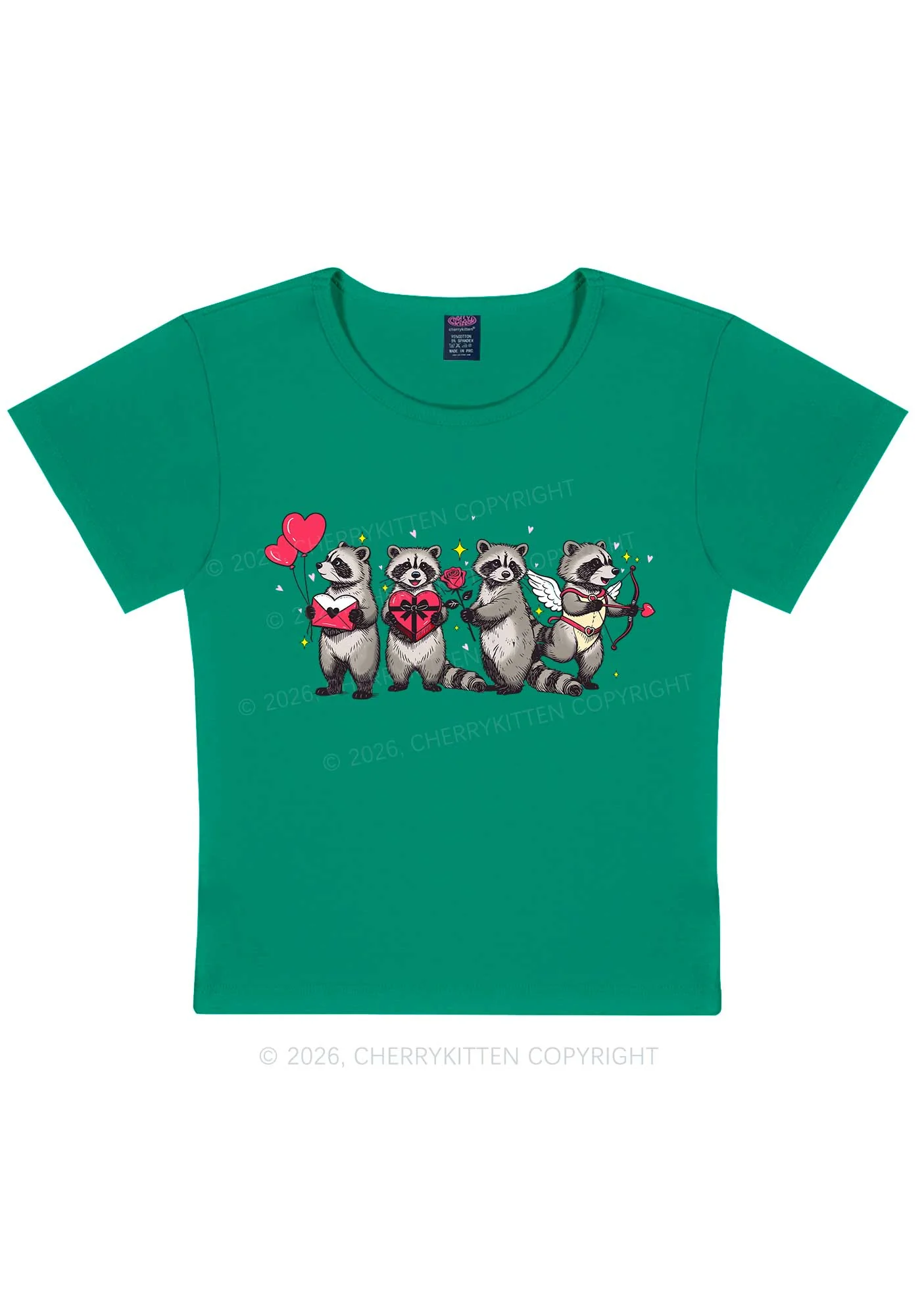 Raccoon Cupids Valentine's Day Y2K Baby Tee Cherrykitten - Image 11