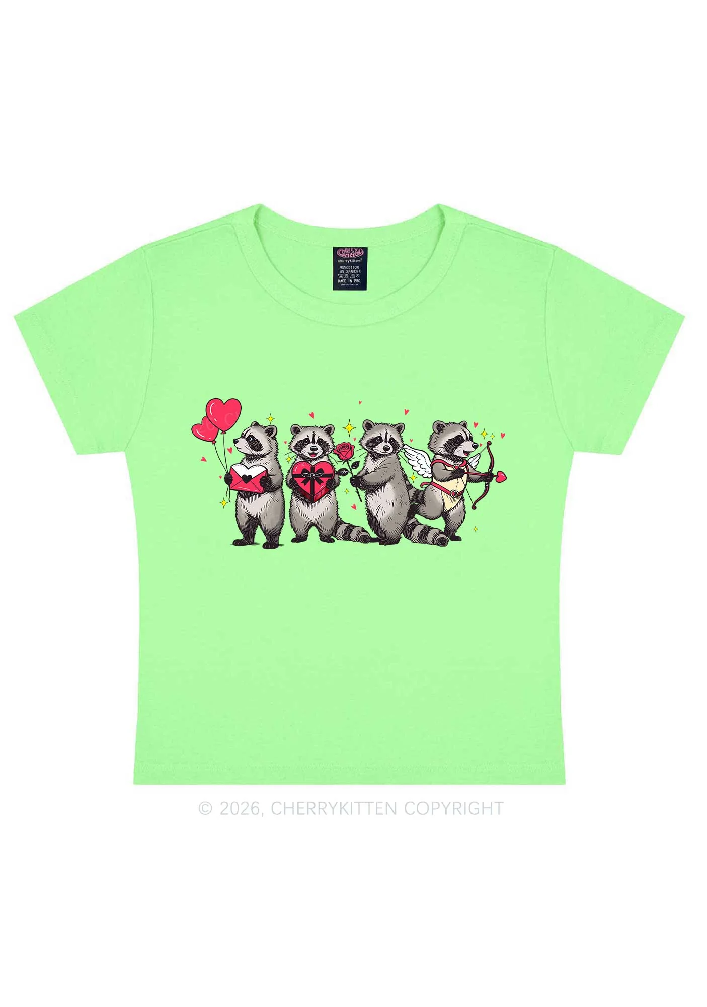Raccoon Cupids Valentine's Day Y2K Baby Tee Cherrykitten - Image 12