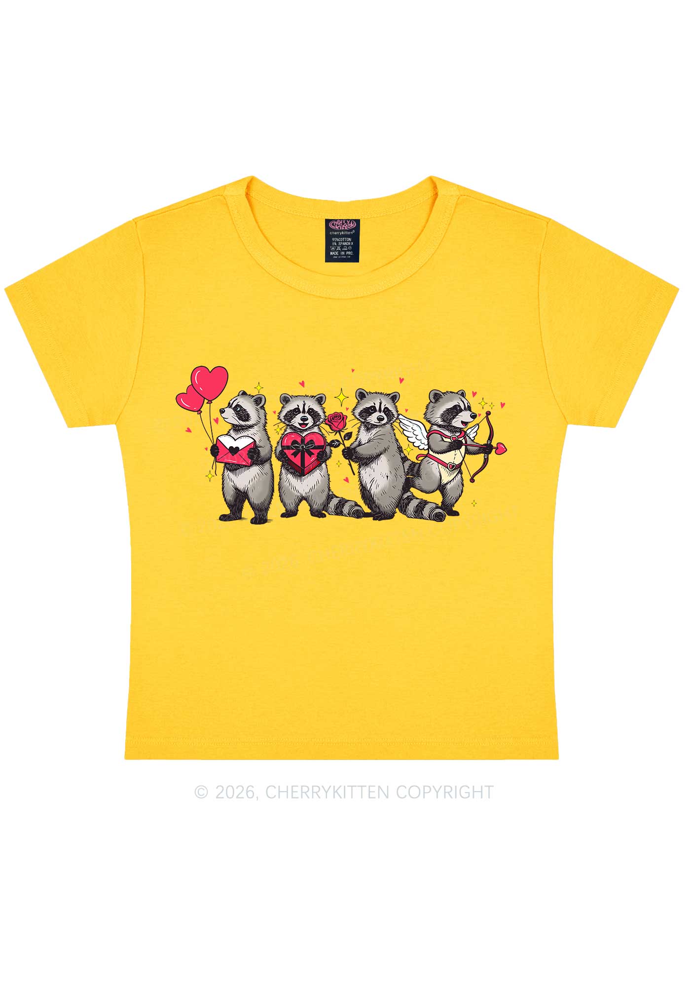 Raccoon Cupids Valentine's Day Y2K Baby Tee Cherrykitten - Image 4
