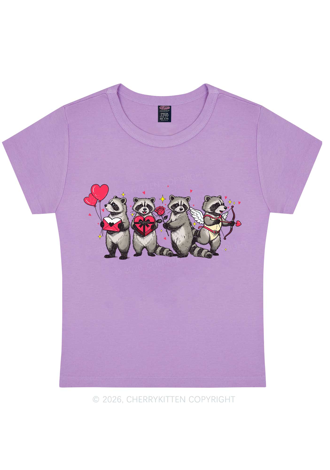 Raccoon Cupids Valentine's Day Y2K Baby Tee Cherrykitten - Image 6