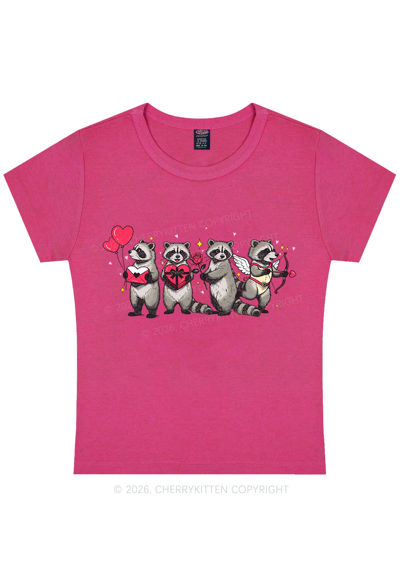 Raccoon Cupids Valentine's Day Y2K Baby Tee Cherrykitten - Image 7