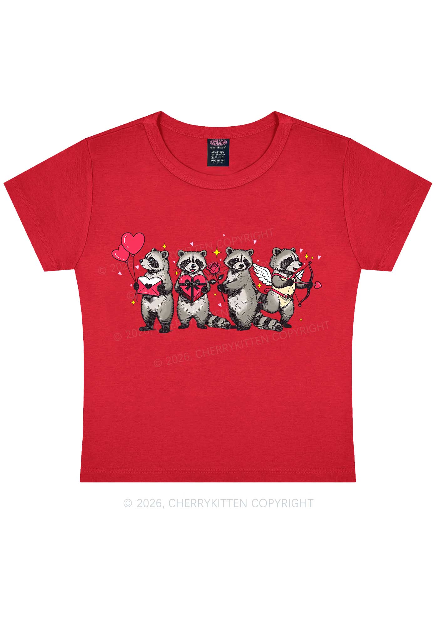 Raccoon Cupids Valentine's Day Y2K Baby Tee Cherrykitten - Image 8