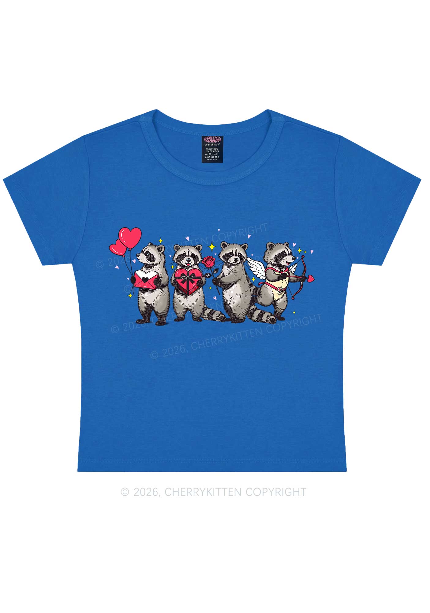 Raccoon Cupids Valentine's Day Y2K Baby Tee Cherrykitten - Image 9