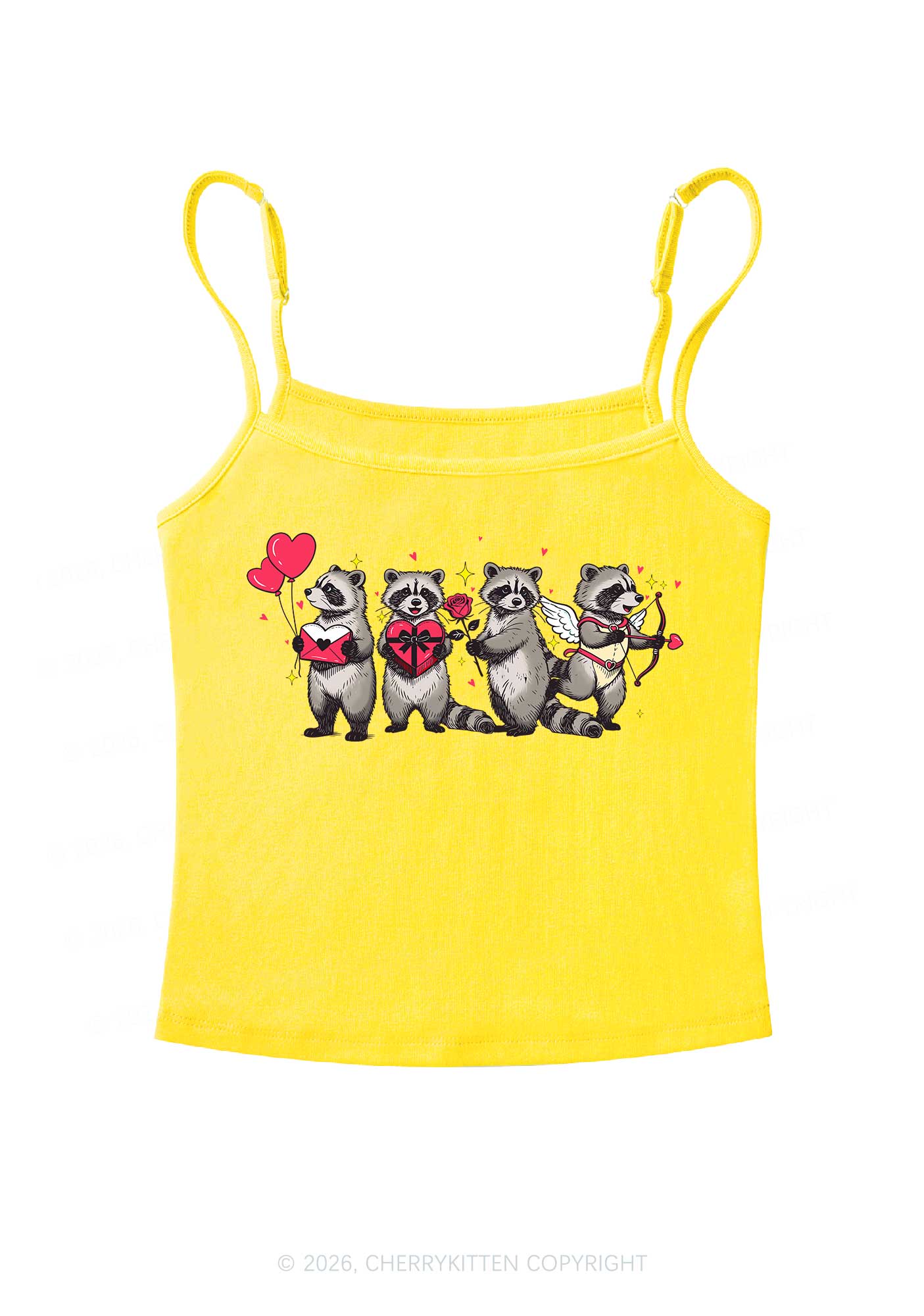 Raccoon Cupids Valentine's Day Y2K Spaghetti Strap Cami Cherrykitten - Image 4