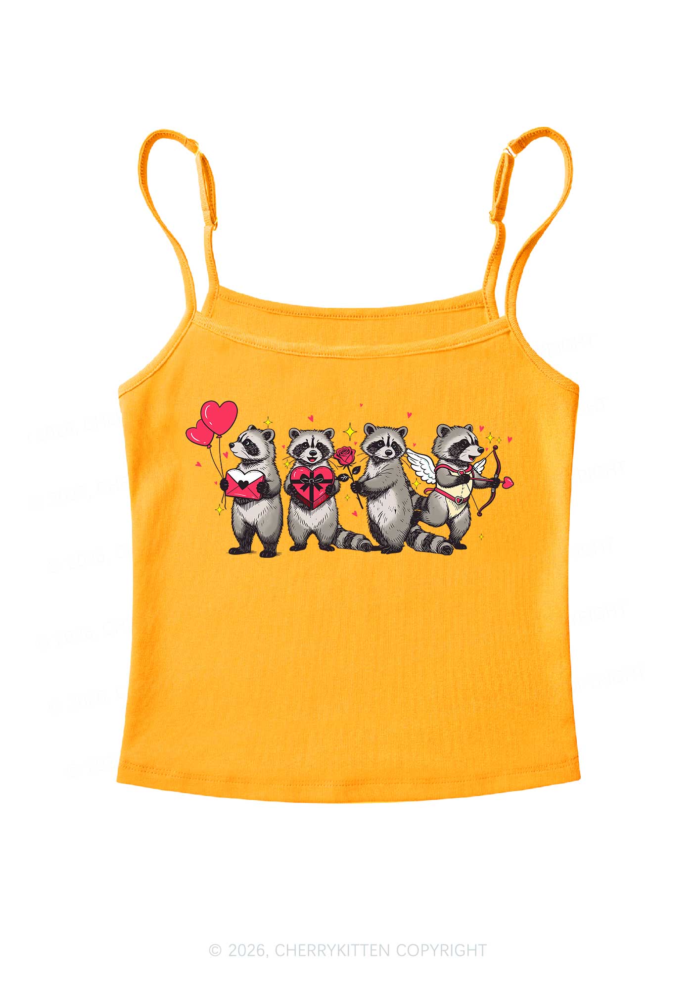 Raccoon Cupids Valentine's Day Y2K Spaghetti Strap Cami Cherrykitten - Image 7