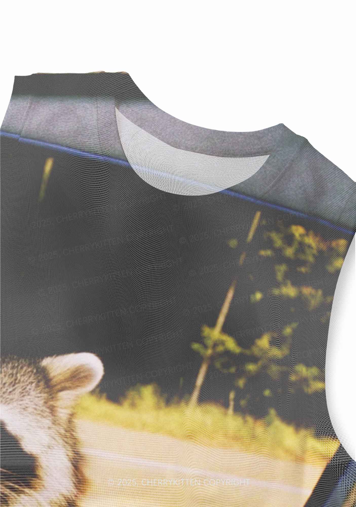 Raccoon Driver Y2K Mesh Muscle Tank Cherrykitten - Image 3