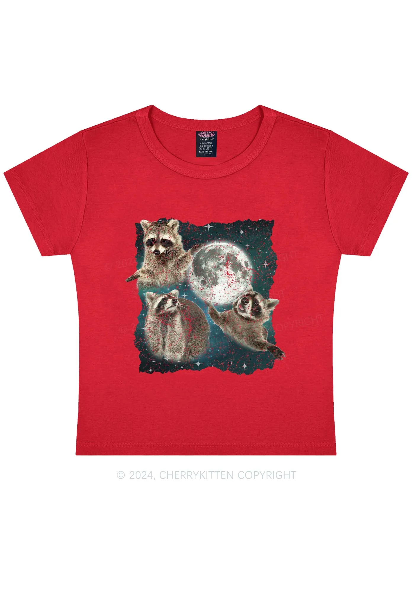 Raccoon Moon Y2K Baby Tee Cherrykitten - Image 10