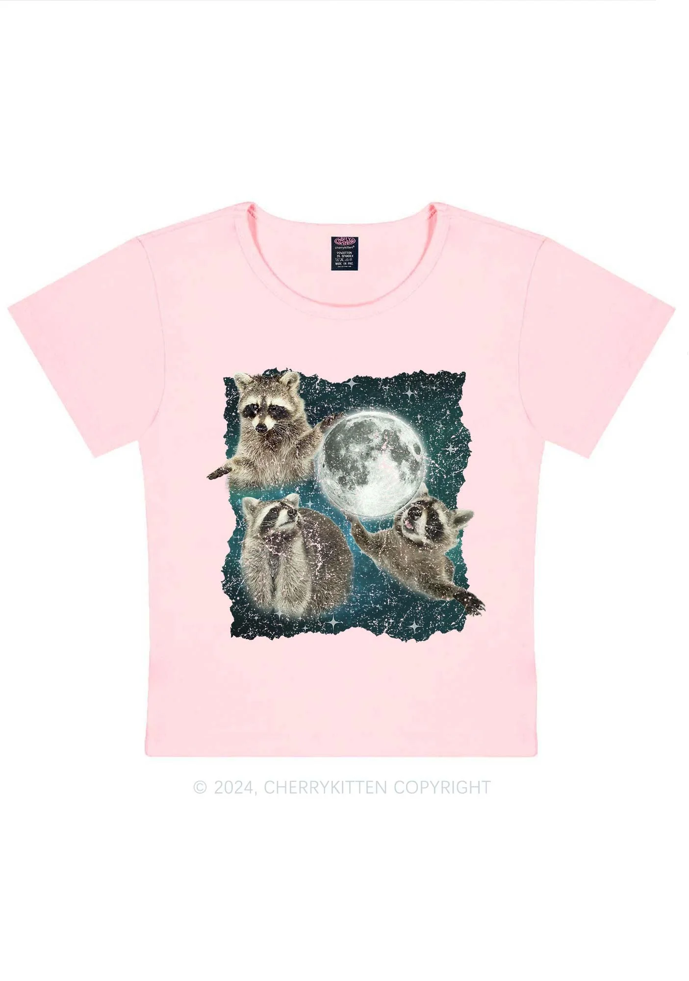 Raccoon Moon Y2K Baby Tee Cherrykitten - Image 11