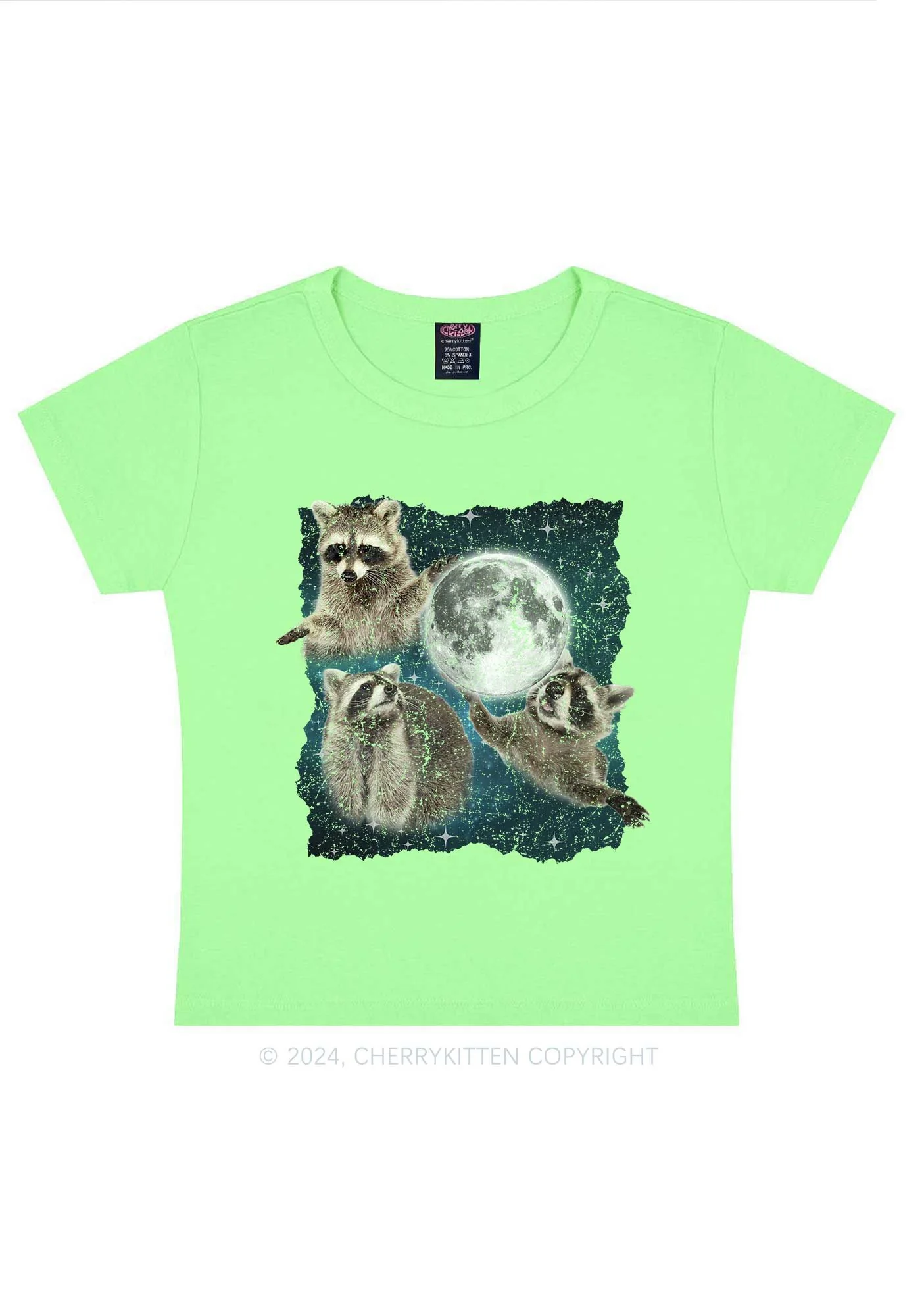 Raccoon Moon Y2K Baby Tee Cherrykitten - Image 12