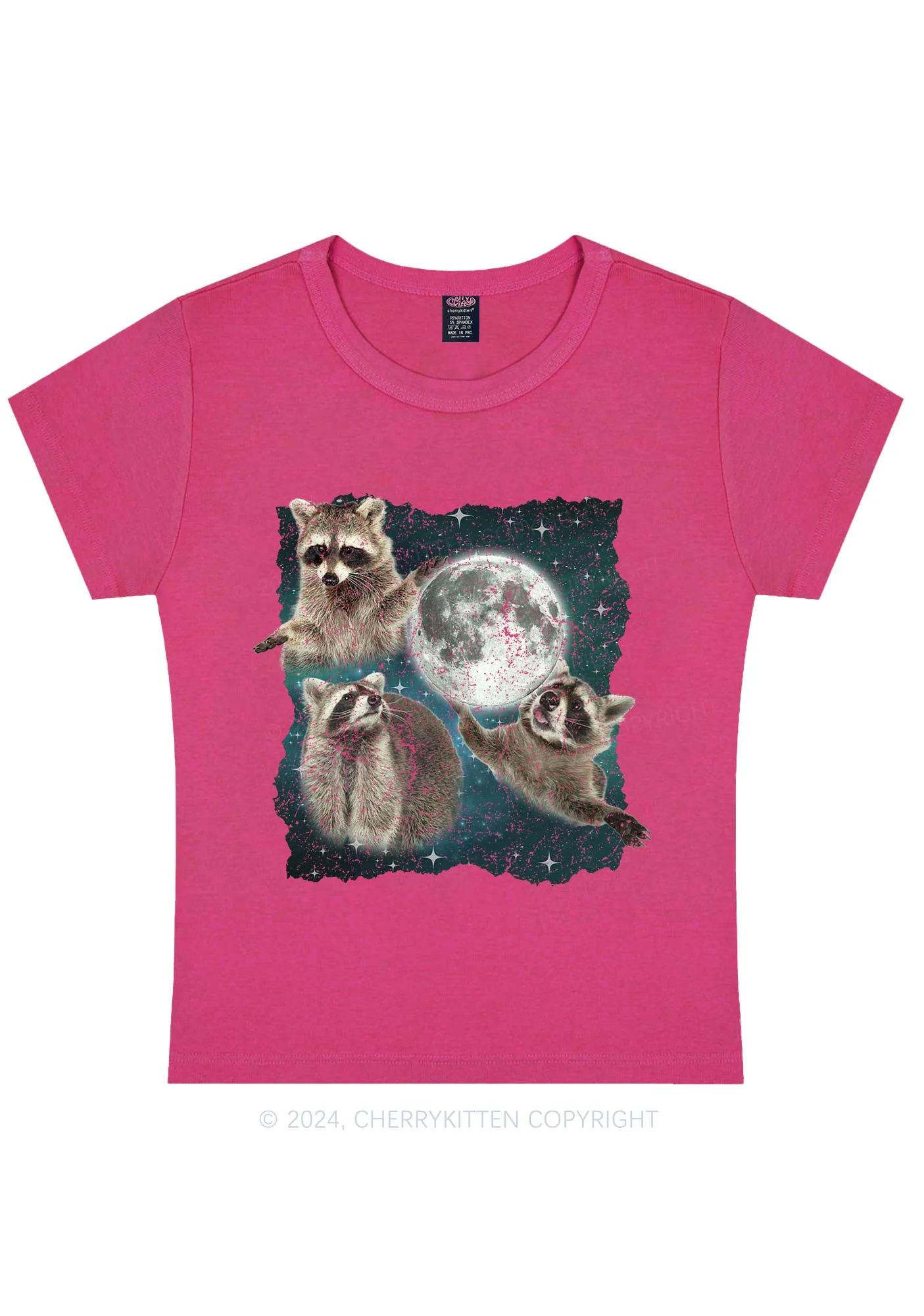 Raccoon Moon Y2K Baby Tee Cherrykitten - Image 5