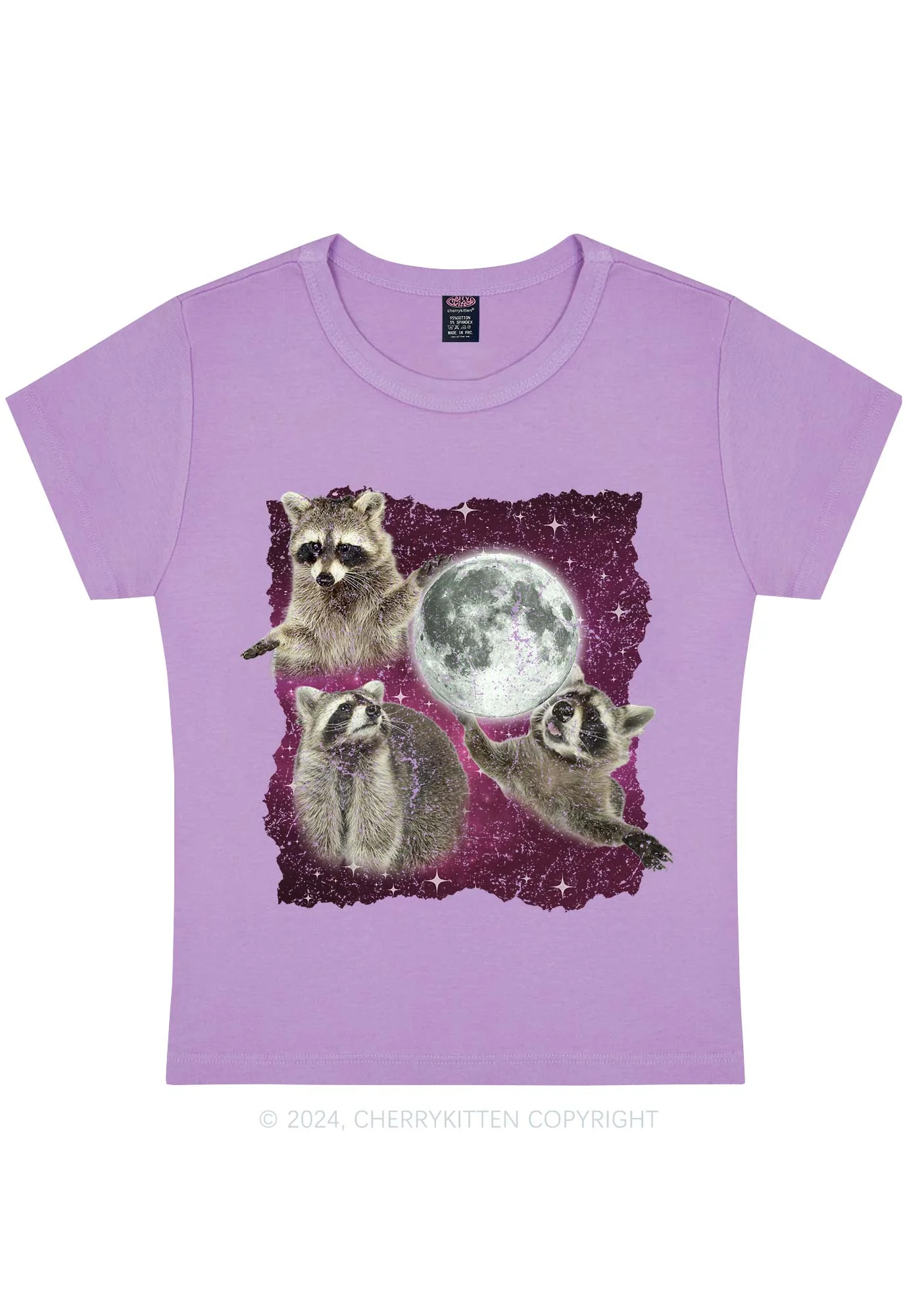 Raccoon Moon Y2K Baby Tee Cherrykitten - Image 6