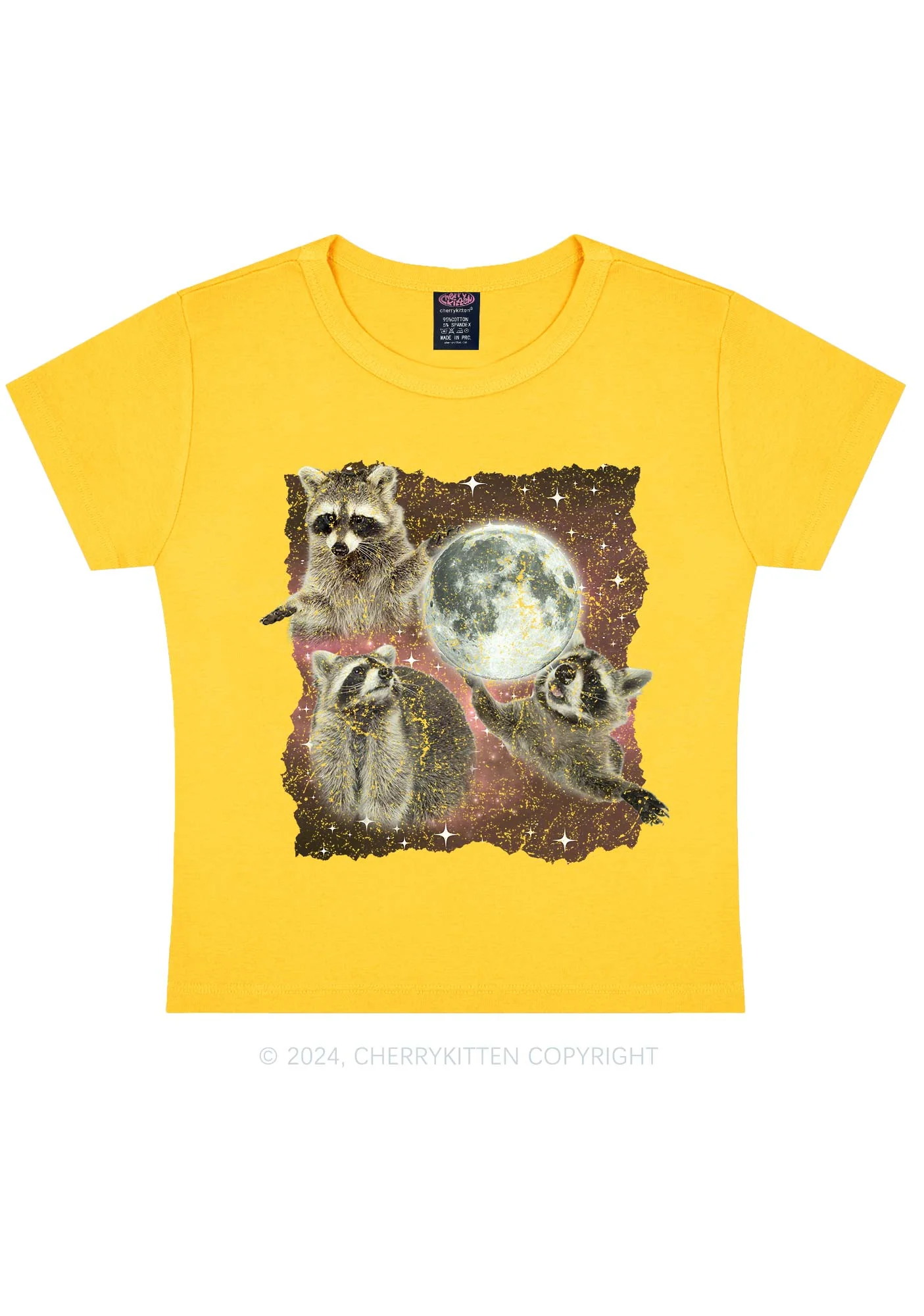 Raccoon Moon Y2K Baby Tee Cherrykitten - Image 7
