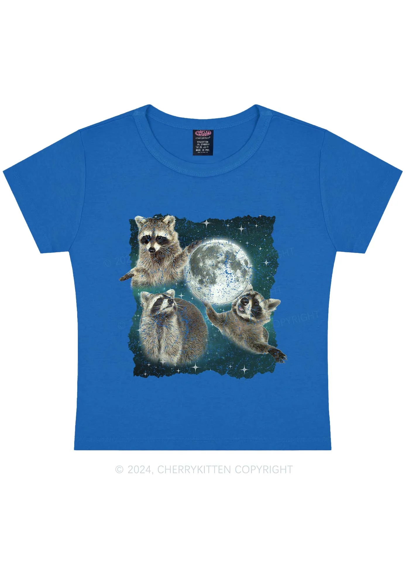 Raccoon Moon Y2K Baby Tee Cherrykitten - Image 8