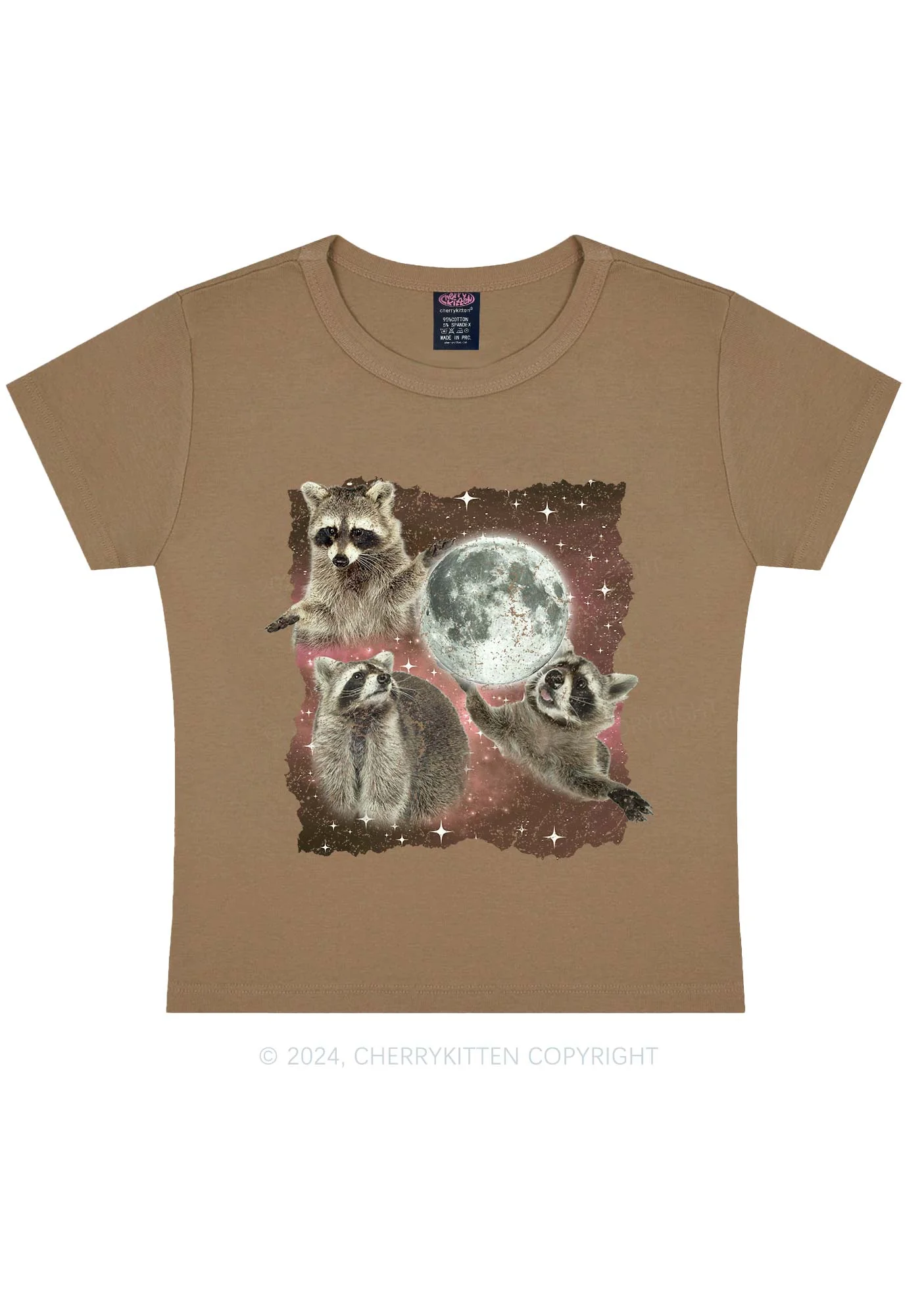 Raccoon Moon Y2K Baby Tee Cherrykitten - Image 9