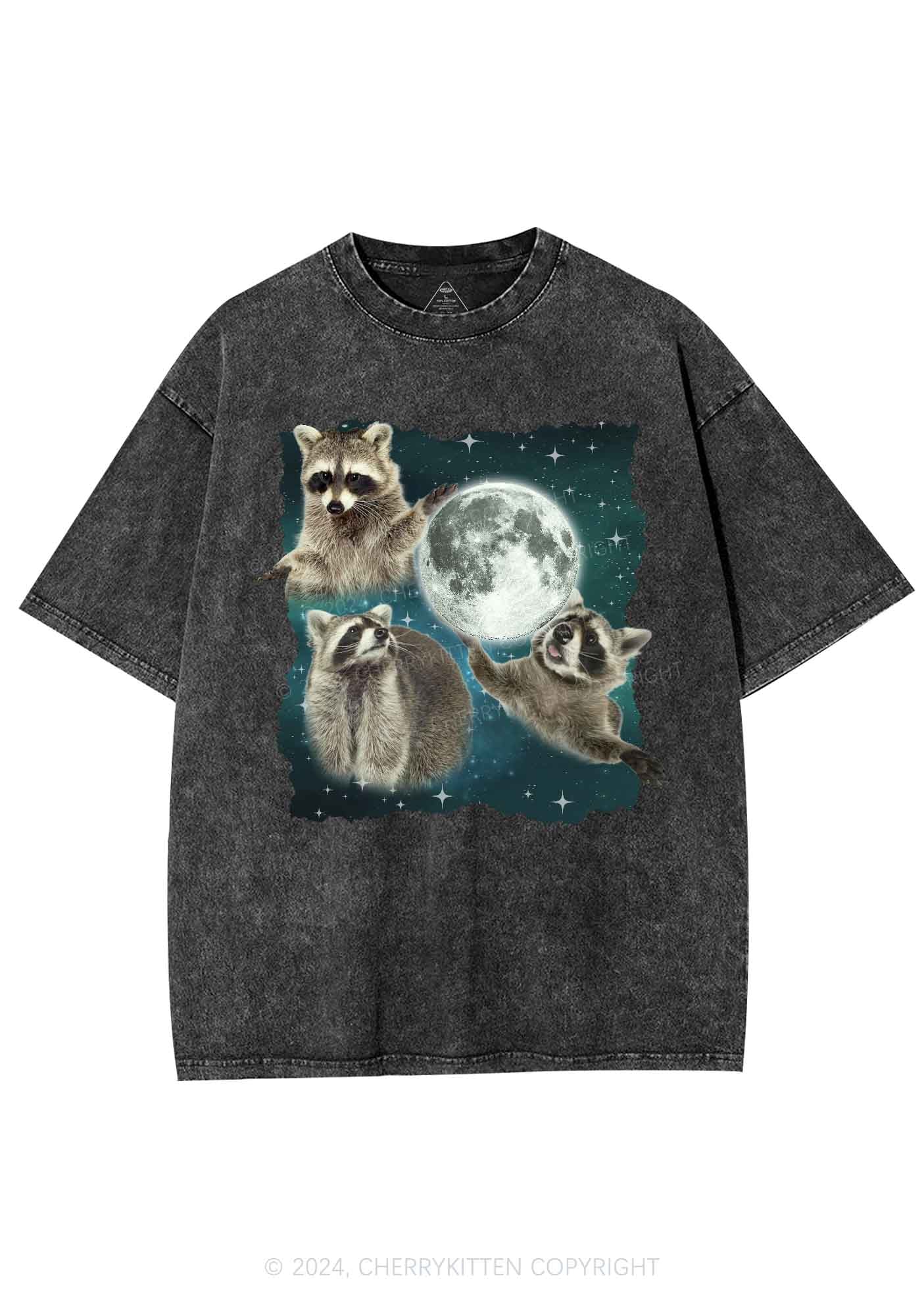 Raccoon Moon Y2K Washed Tee Cherrykitten - Image 4