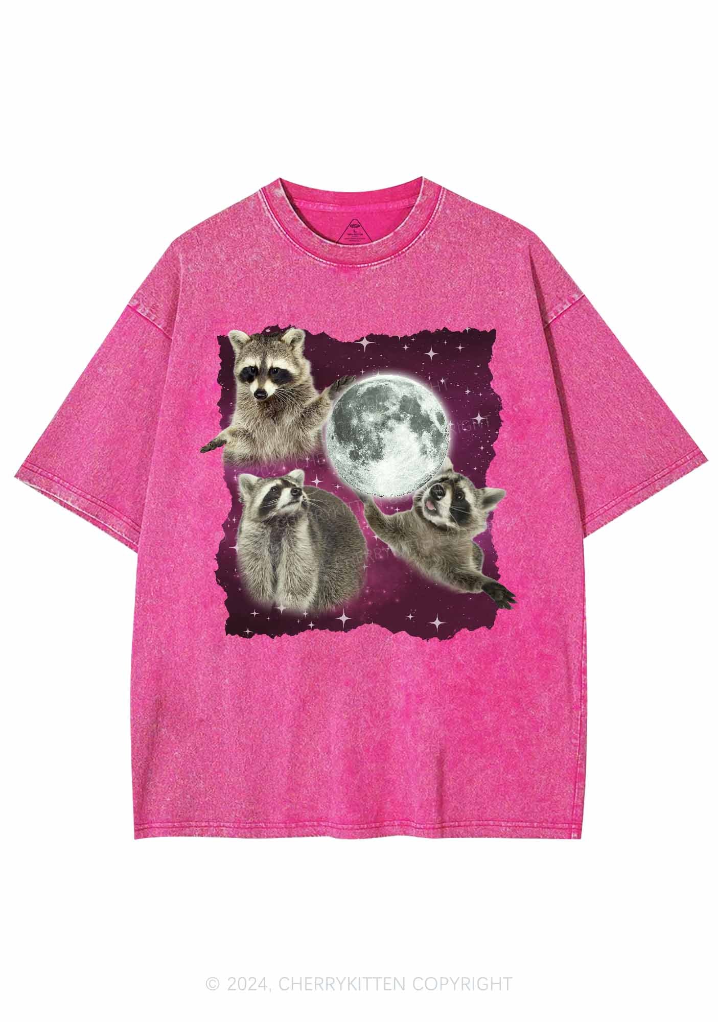 Raccoon Moon Y2K Washed Tee Cherrykitten - Image 5