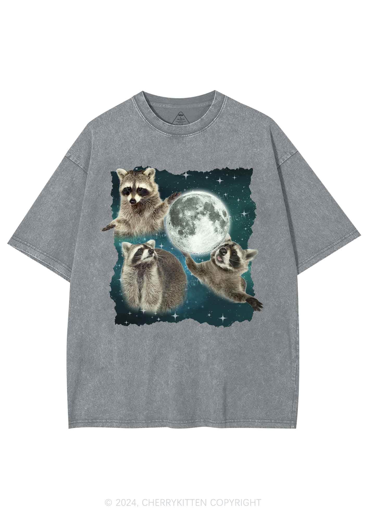 Raccoon Moon Y2K Washed Tee Cherrykitten - Image 8