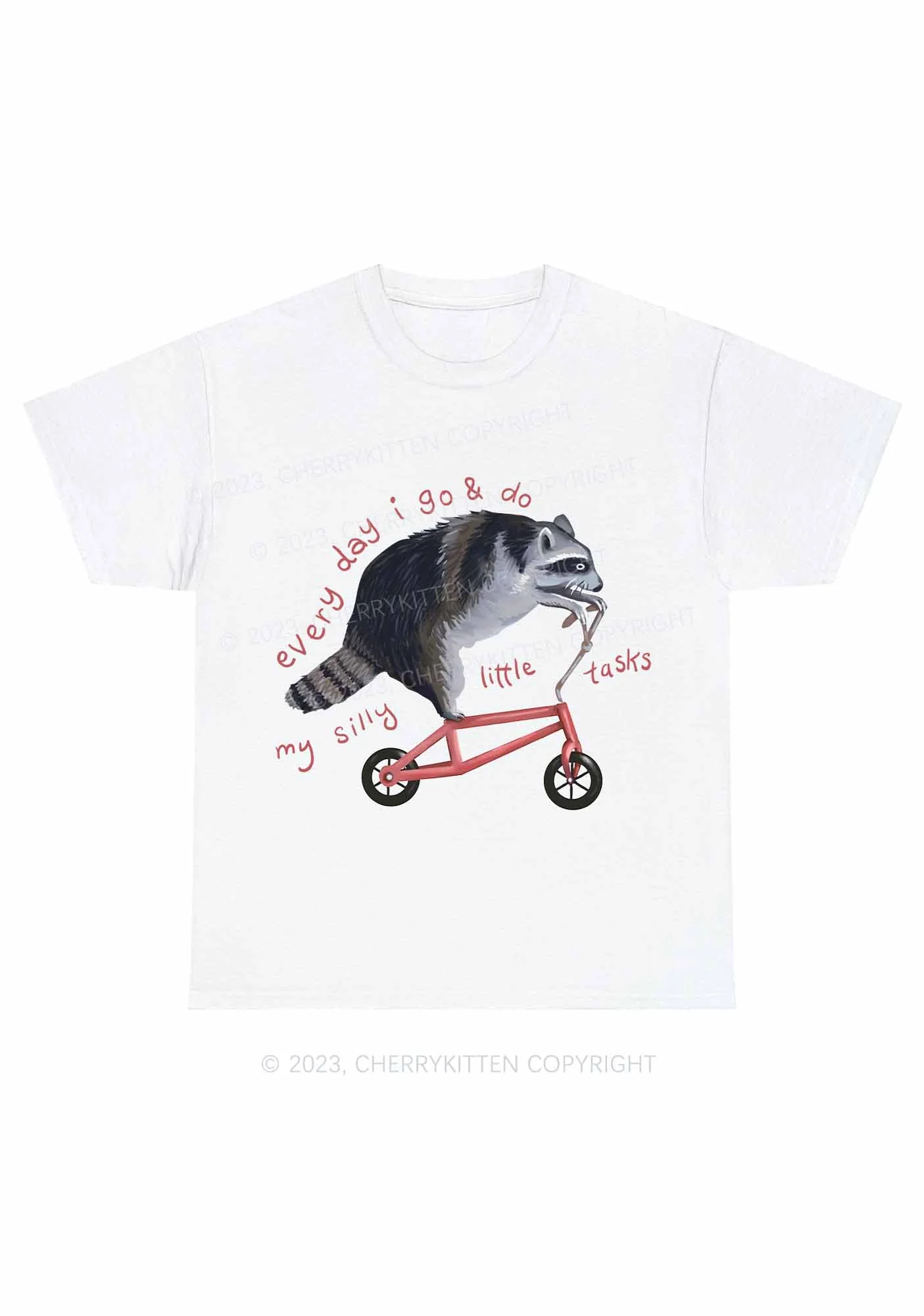 Raccoon On Bicycle Y2K Chunky Shirt Cherrykitten - Image 3
