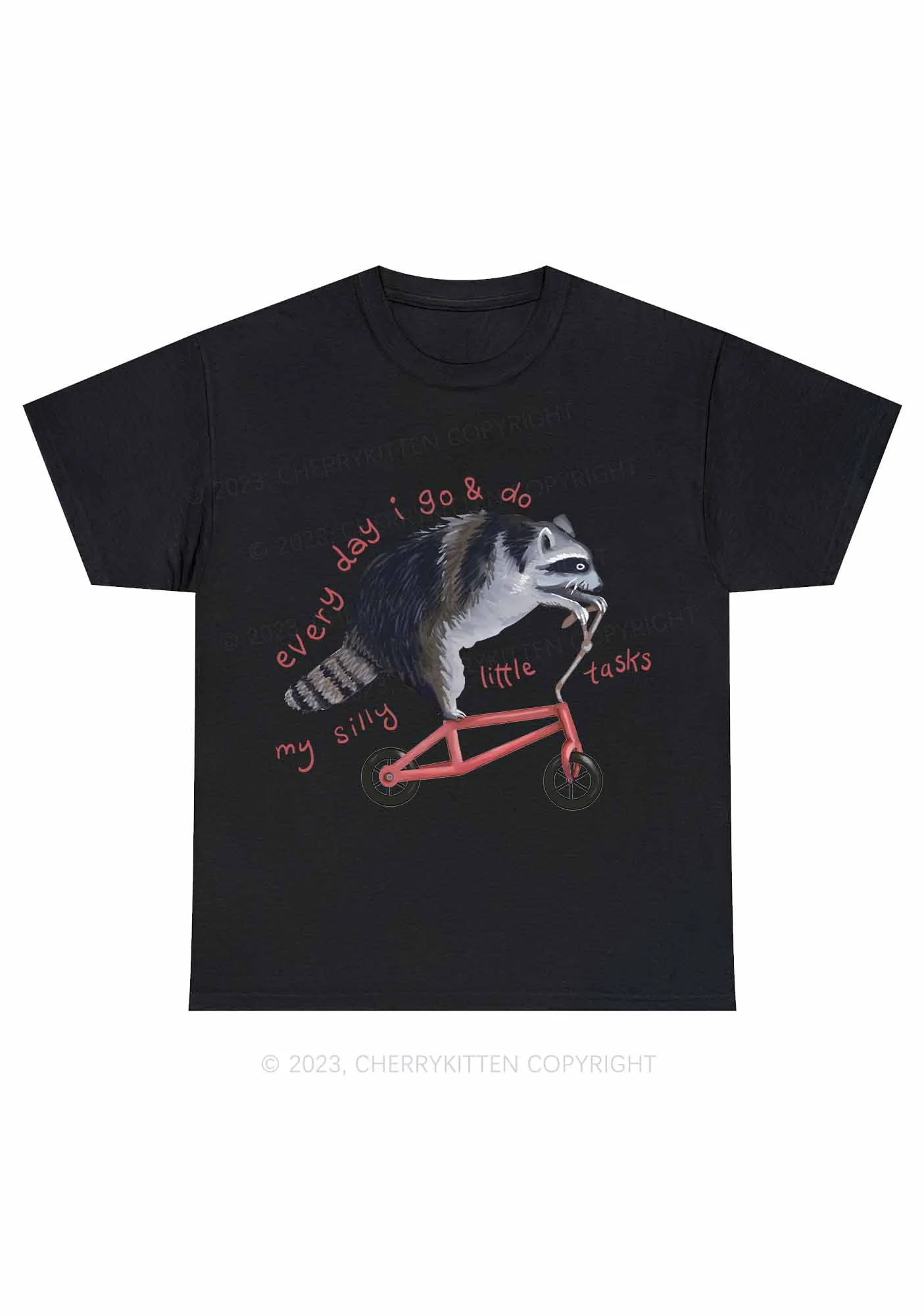 Raccoon On Bicycle Y2K Chunky Shirt Cherrykitten - Image 4