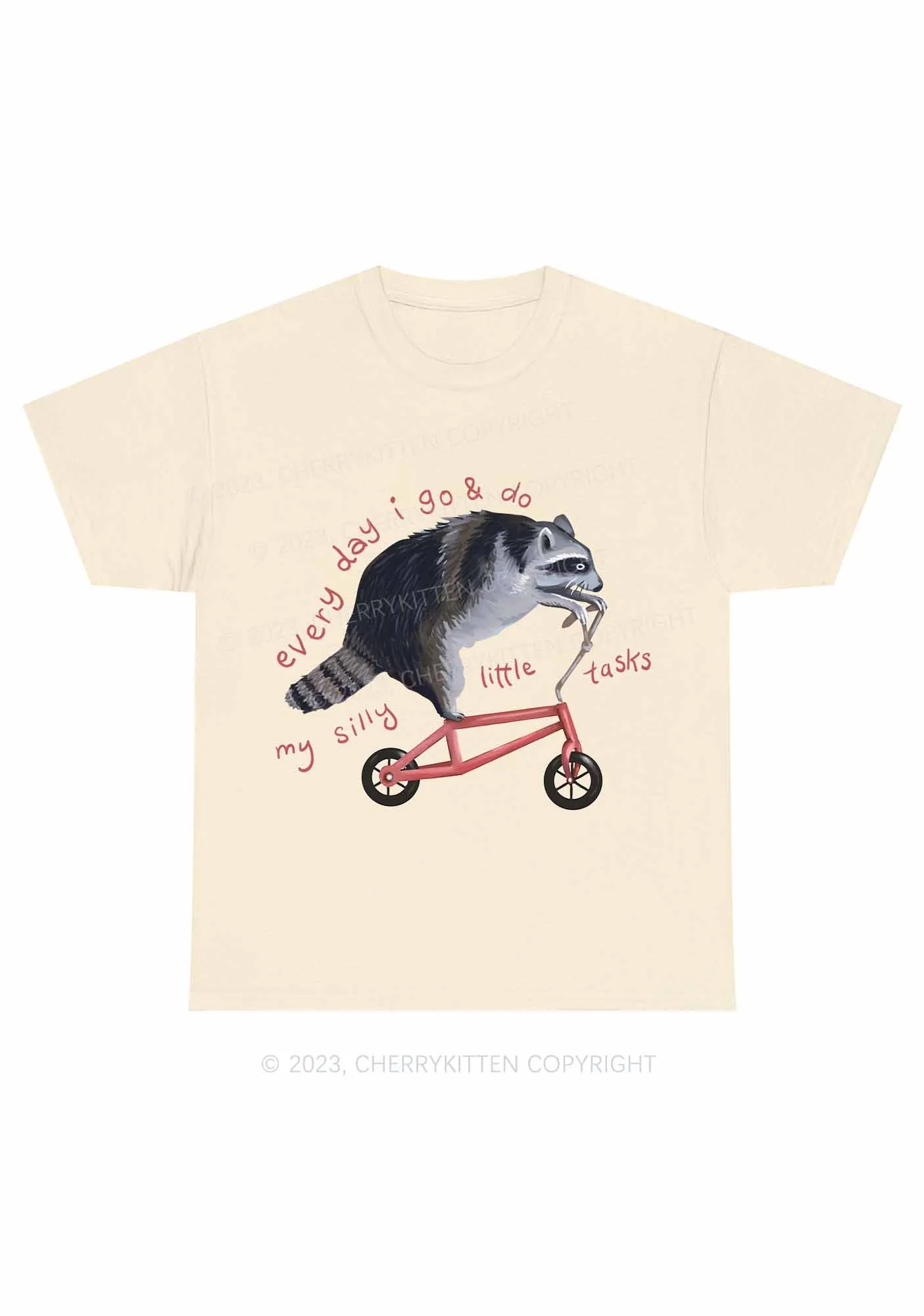 Raccoon On Bicycle Y2K Chunky Shirt Cherrykitten - Image 5