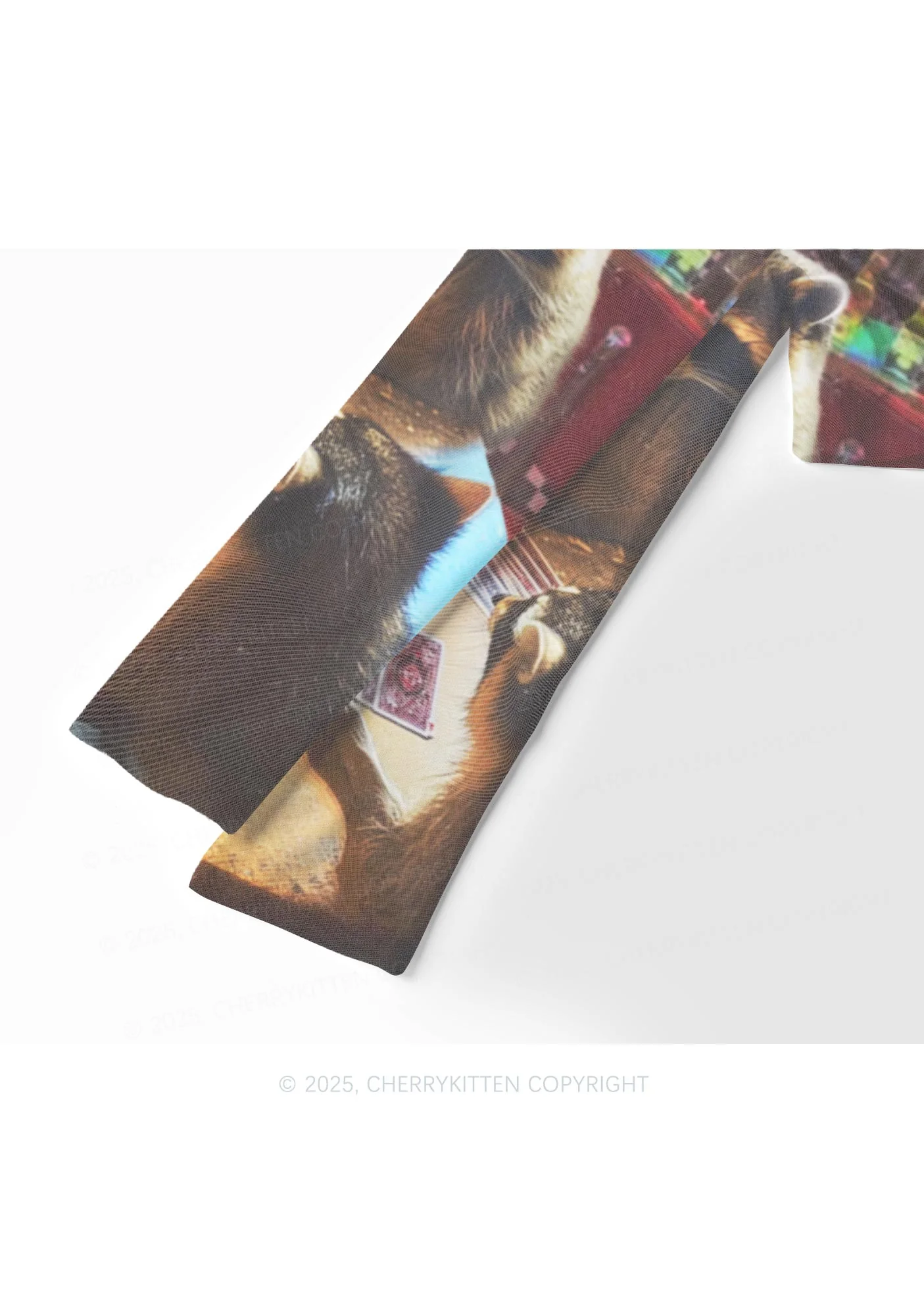 Raccoon Poker Y2K Mesh Long Sleeve Crop Top Cherrykitten - Image 4