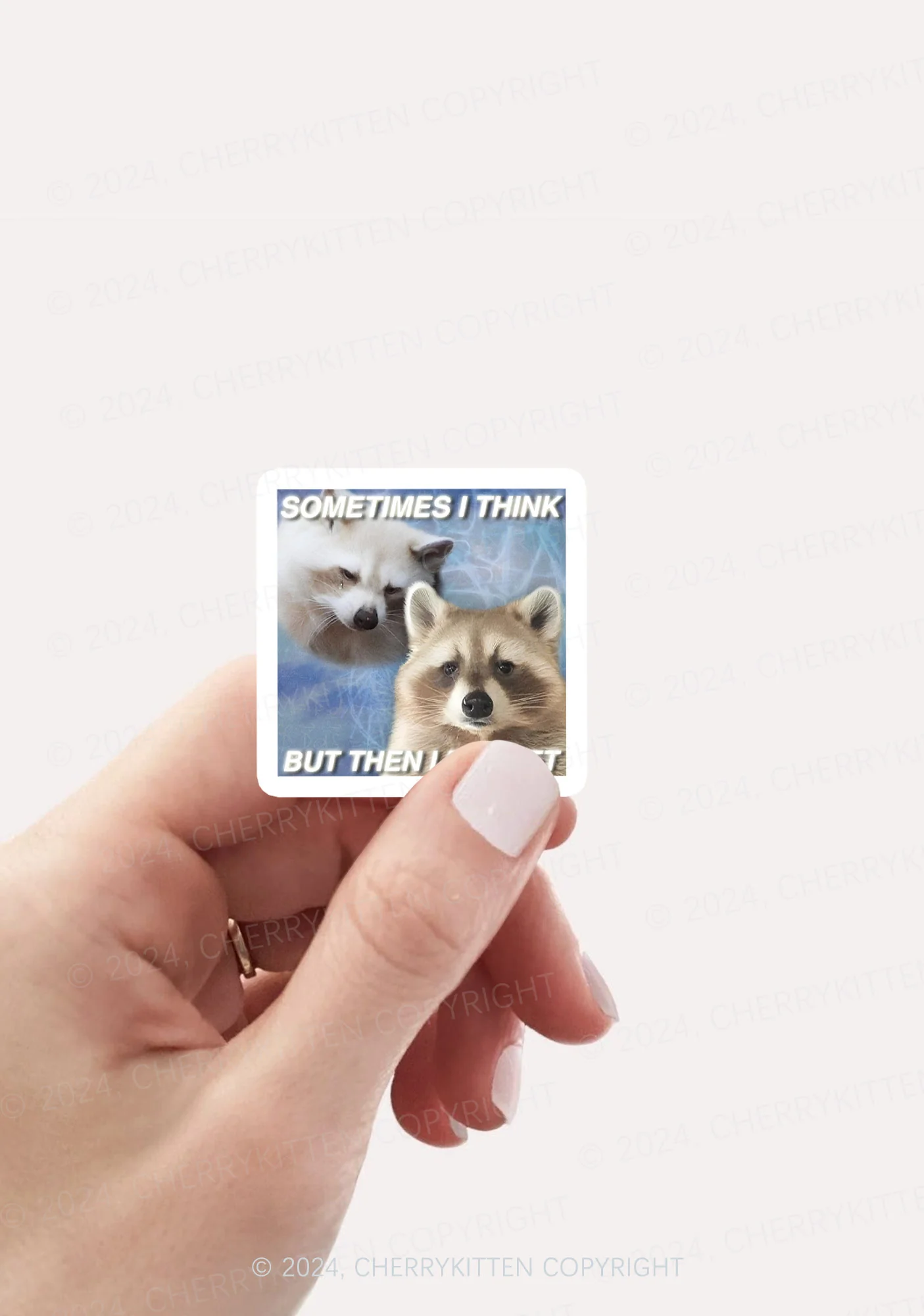 Raccoon Sometimes Think 1Pc Y2K Sticker Cherrykitten - Image 2