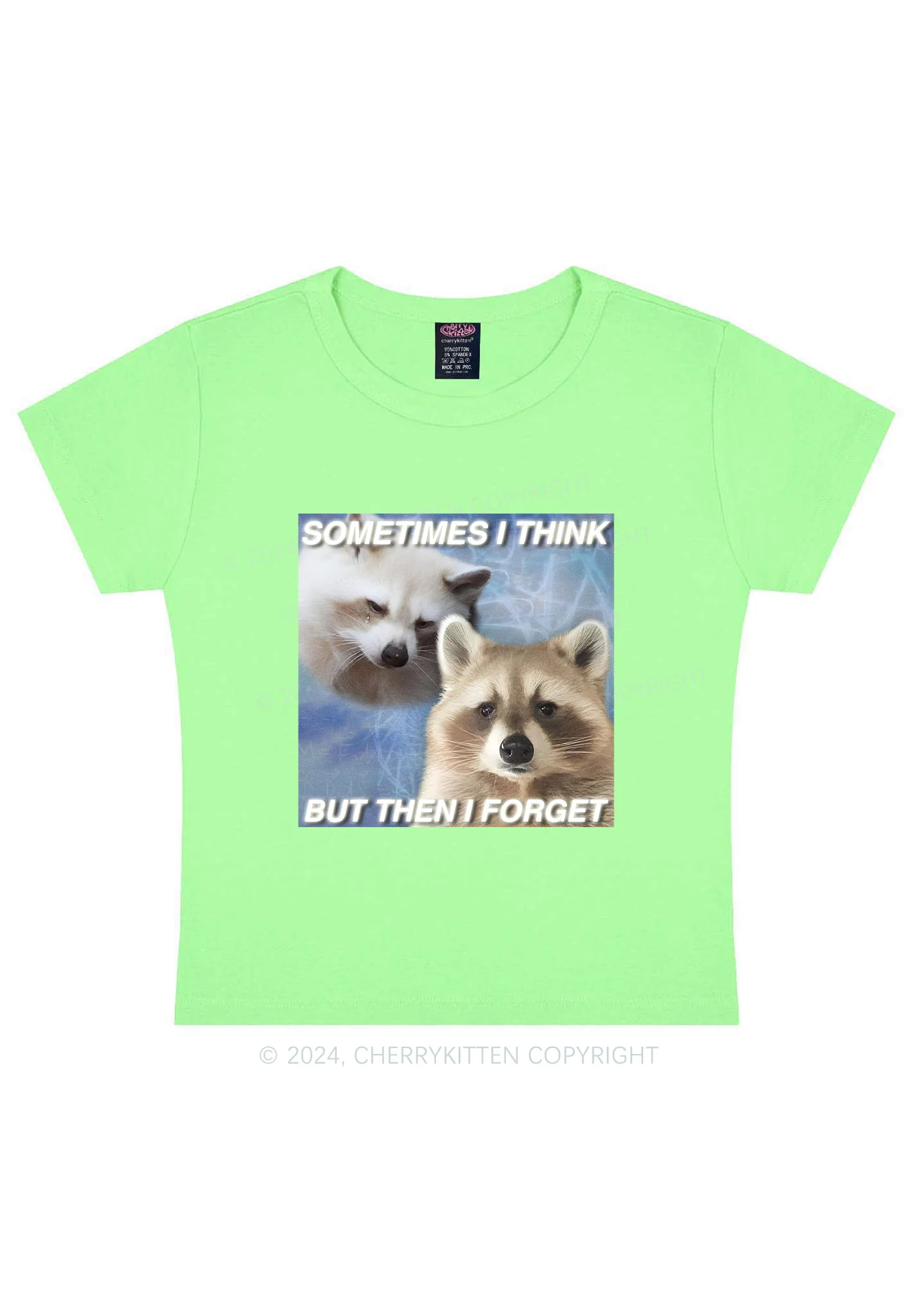 Raccoon Sometimes Think Y2K Baby Tee Cherrykitten - Image 11