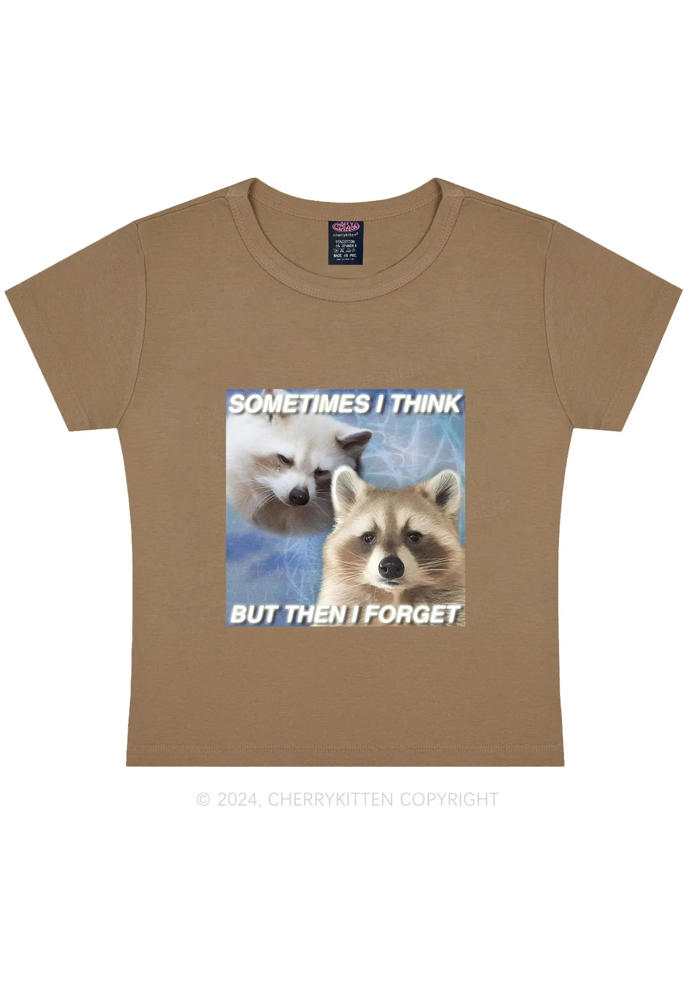 Raccoon Sometimes Think Y2K Baby Tee Cherrykitten - Image 9