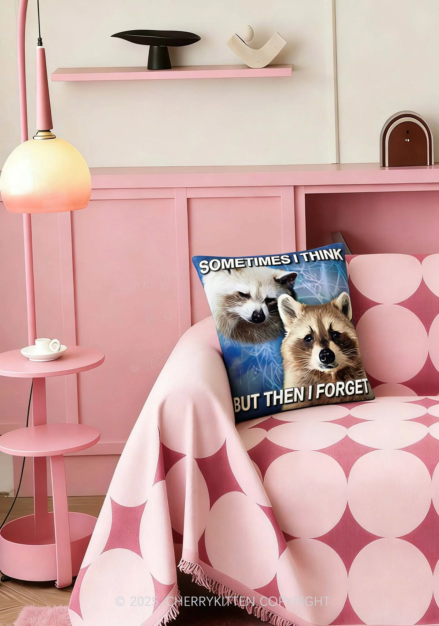 Raccoon Sometimes Think Y2K Ugly Pillow Cherrykitten - Image 2