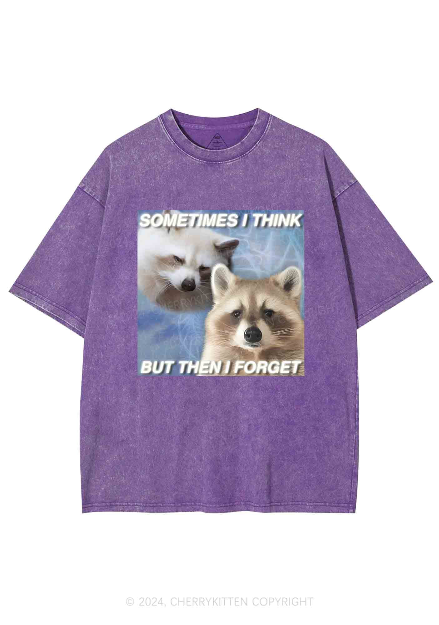 Raccoon Sometimes Think Y2K Washed Tee Cherrykitten - Image 7