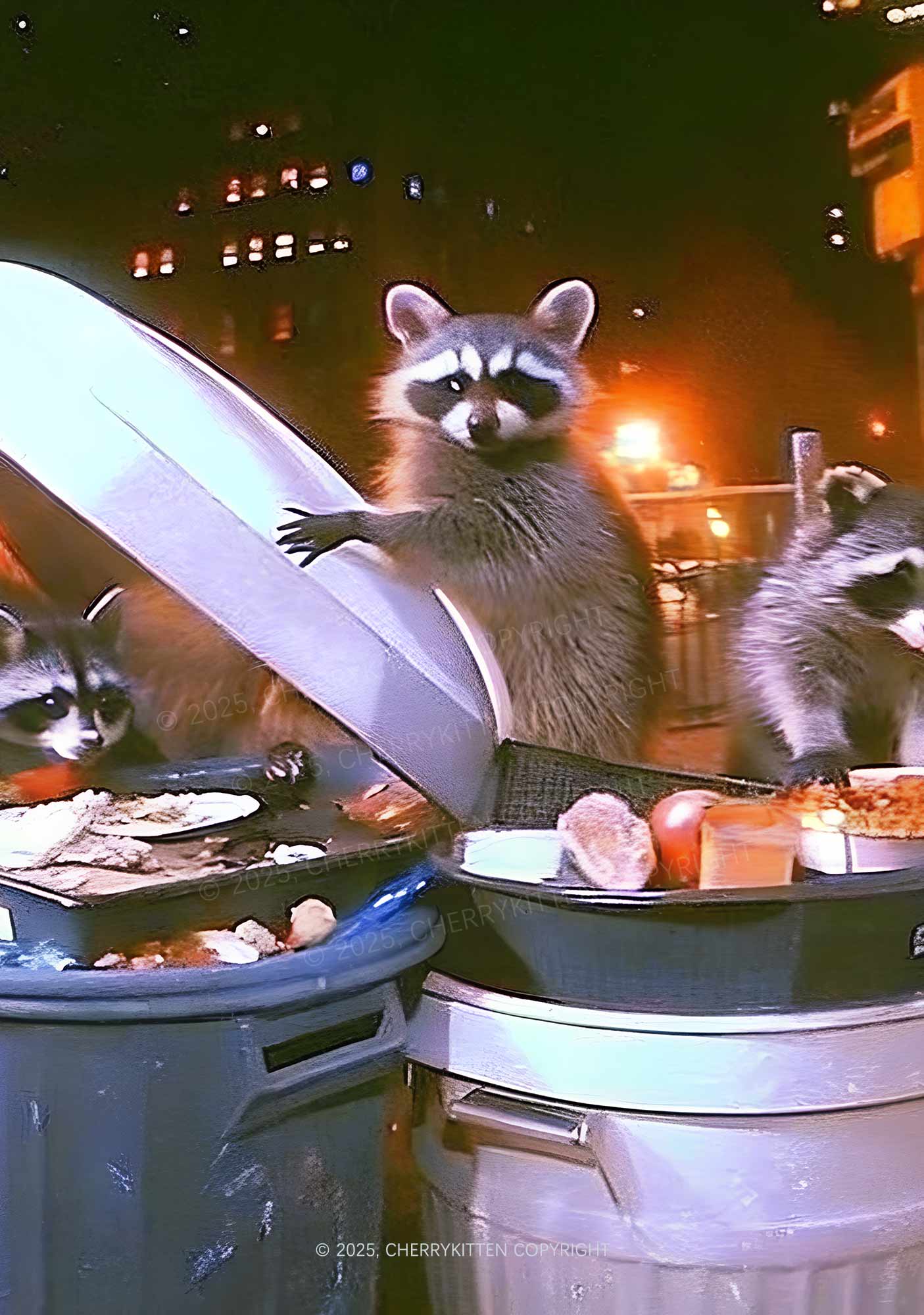 Raccoon Trash Party Y2K Mesh Long Sleeve Crop Top Cherrykitten - Image 2