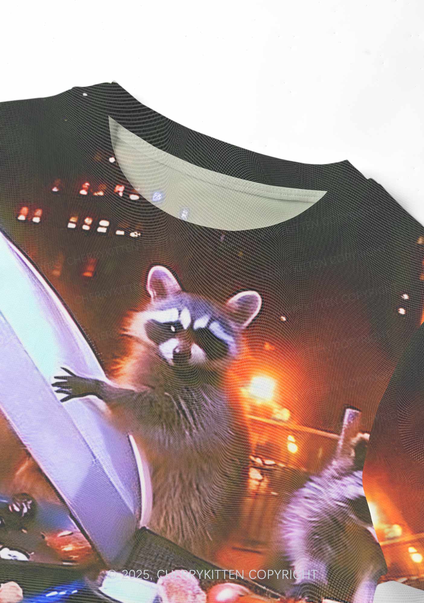 Raccoon Trash Party Y2K Mesh Crop Top Cherrykitten - Image 3