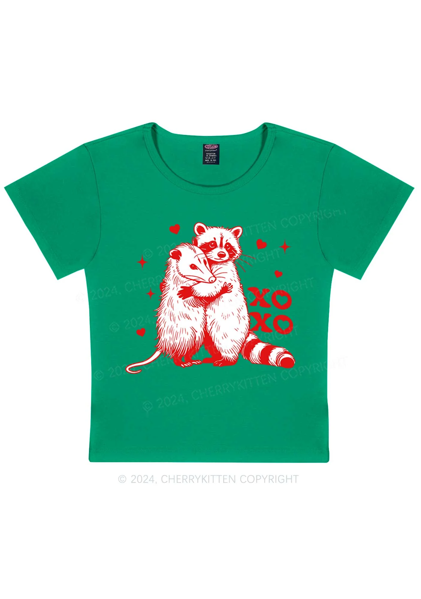 Raccoon XOXO Y2K Valentine's Day Baby Tee Cherrykitten - Image 10
