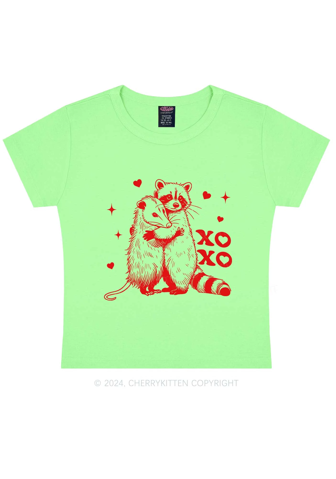 Raccoon XOXO Y2K Valentine's Day Baby Tee Cherrykitten - Image 11