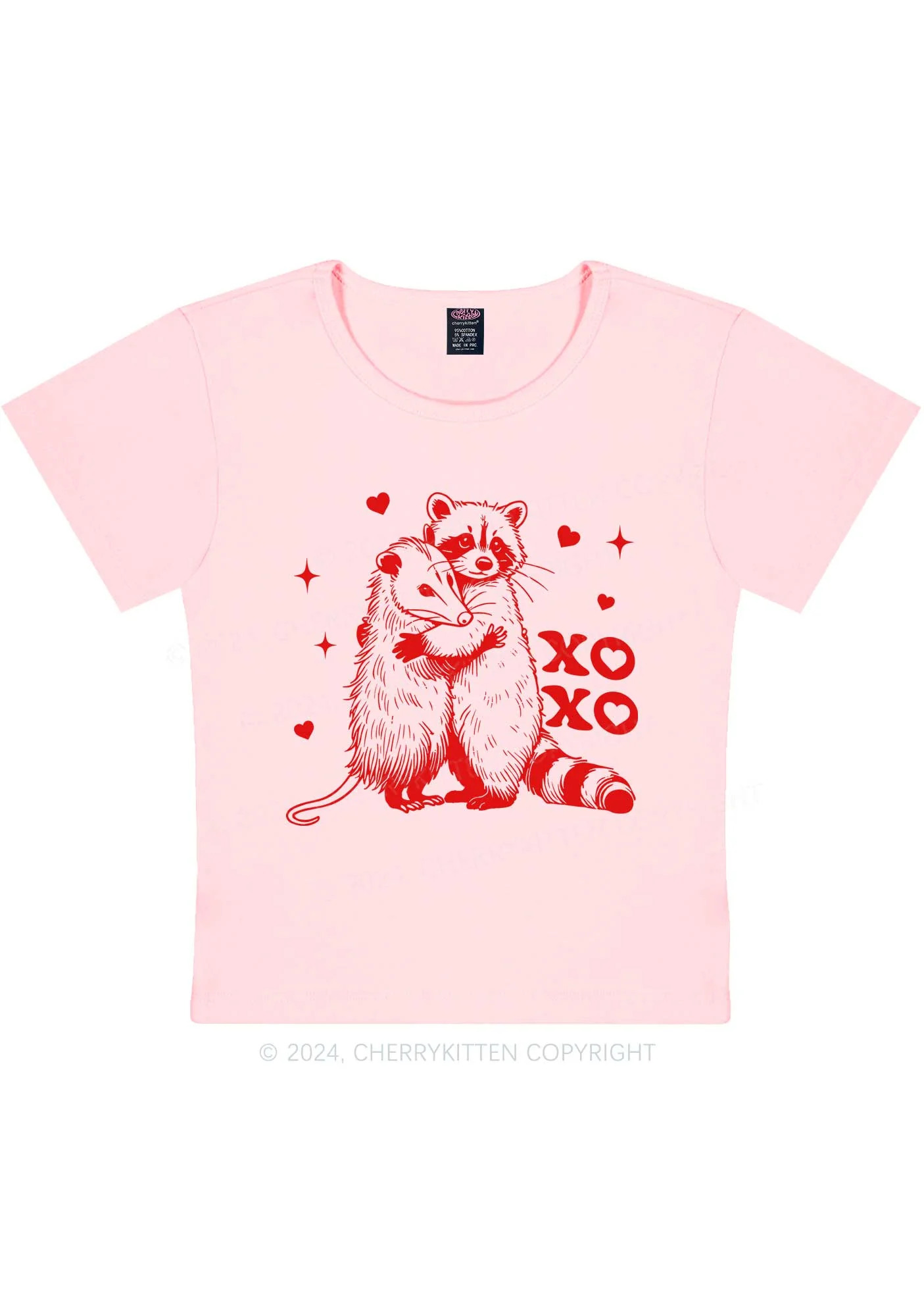 Raccoon XOXO Y2K Valentine's Day Baby Tee Cherrykitten - Image 12