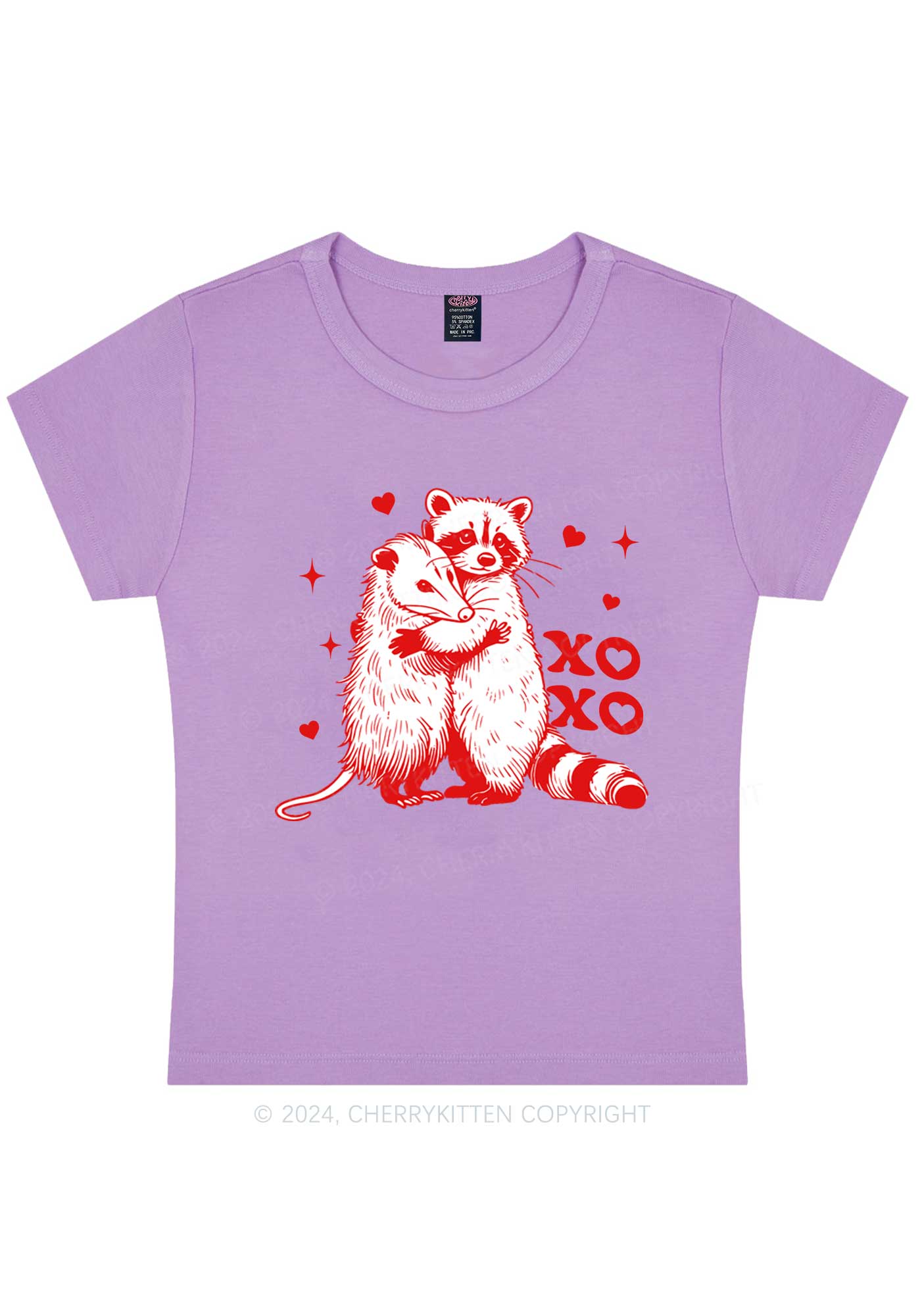 Raccoon XOXO Y2K Valentine's Day Baby Tee Cherrykitten - Image 6