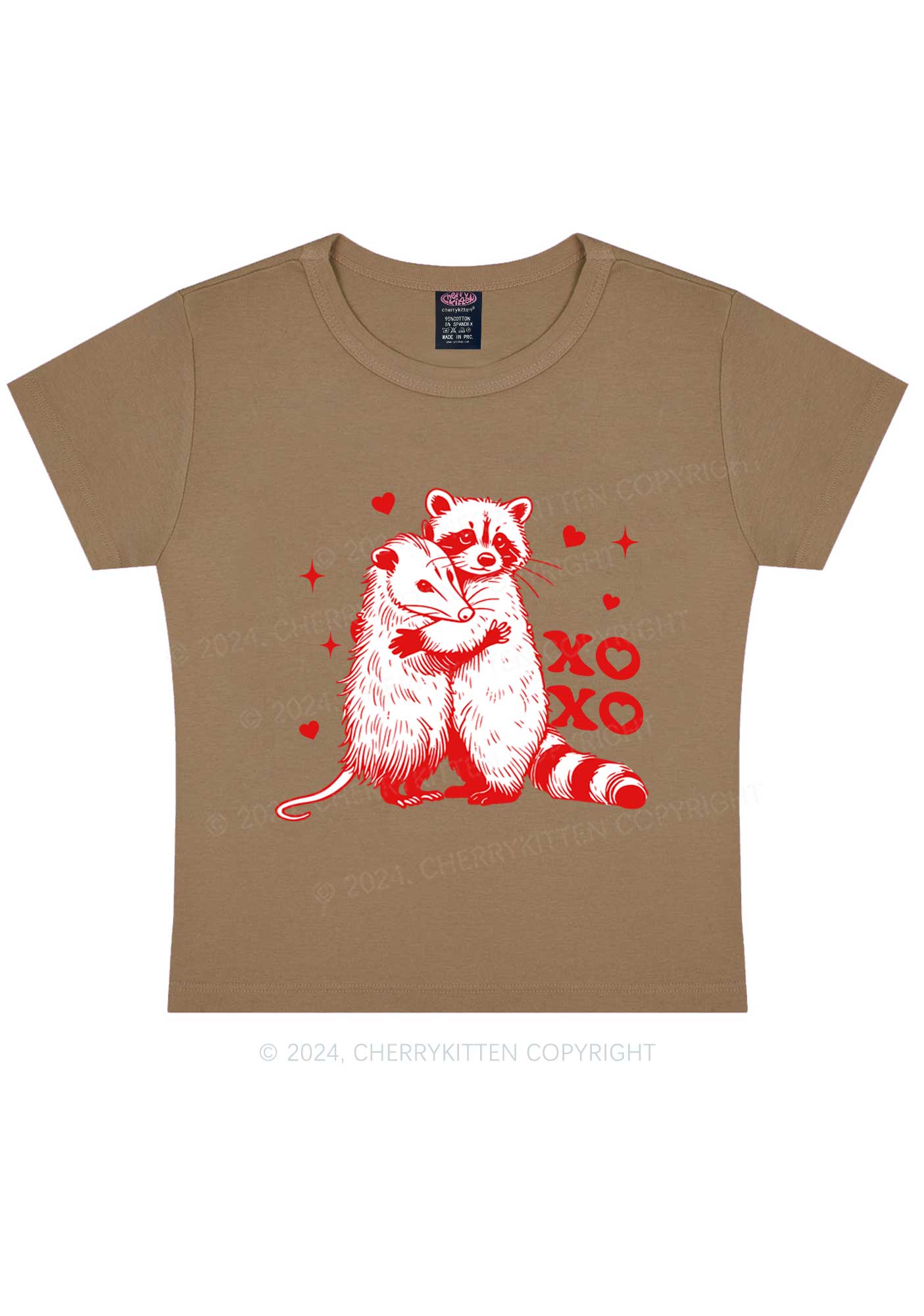 Raccoon XOXO Y2K Valentine's Day Baby Tee Cherrykitten - Image 8