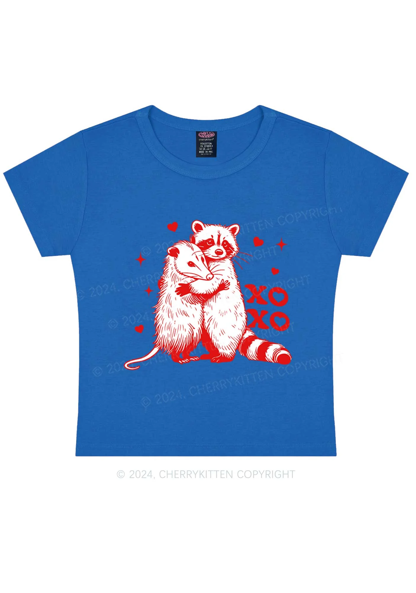 Raccoon XOXO Y2K Valentine's Day Baby Tee Cherrykitten - Image 9