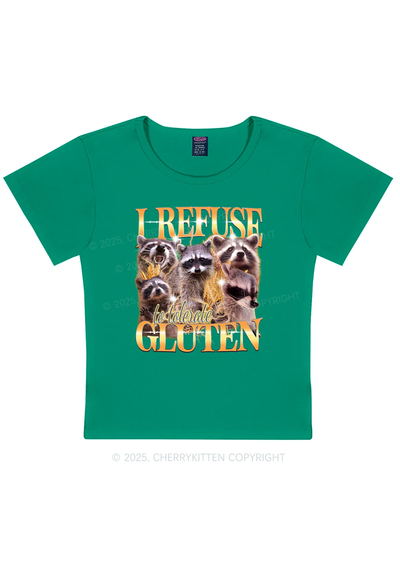 Raccoons Refuse Tolerate Gluten Y2K Baby Tee Cherrykitten - Image 10