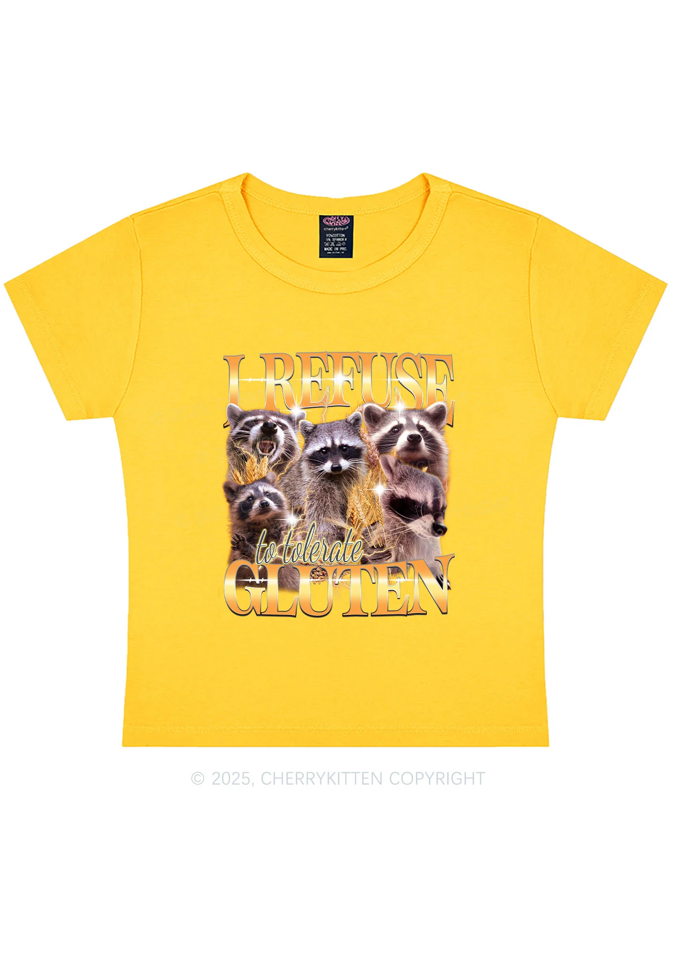 Raccoons Refuse Tolerate Gluten Y2K Baby Tee Cherrykitten - Image 11