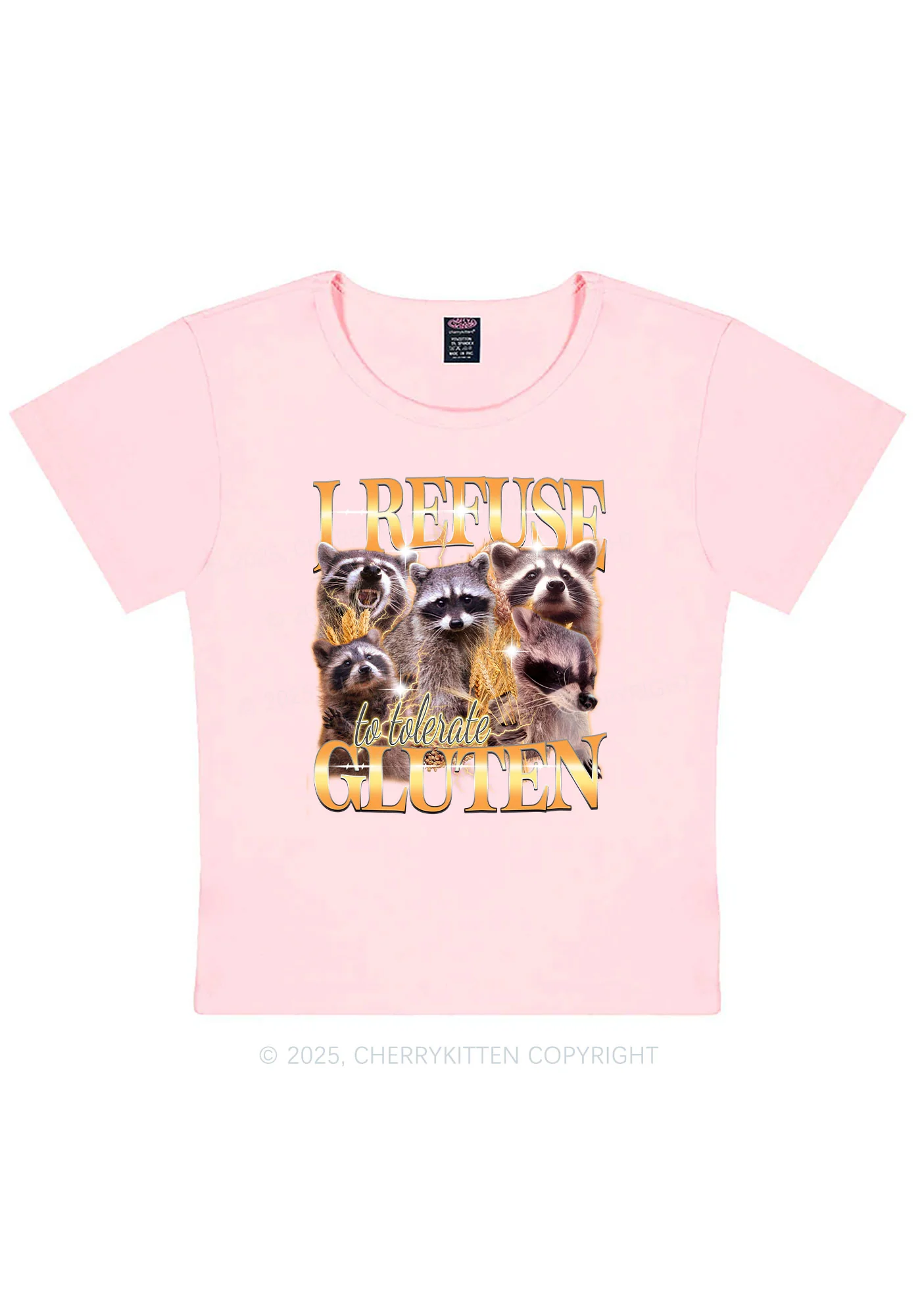 Raccoons Refuse Tolerate Gluten Y2K Baby Tee Cherrykitten - Image 12