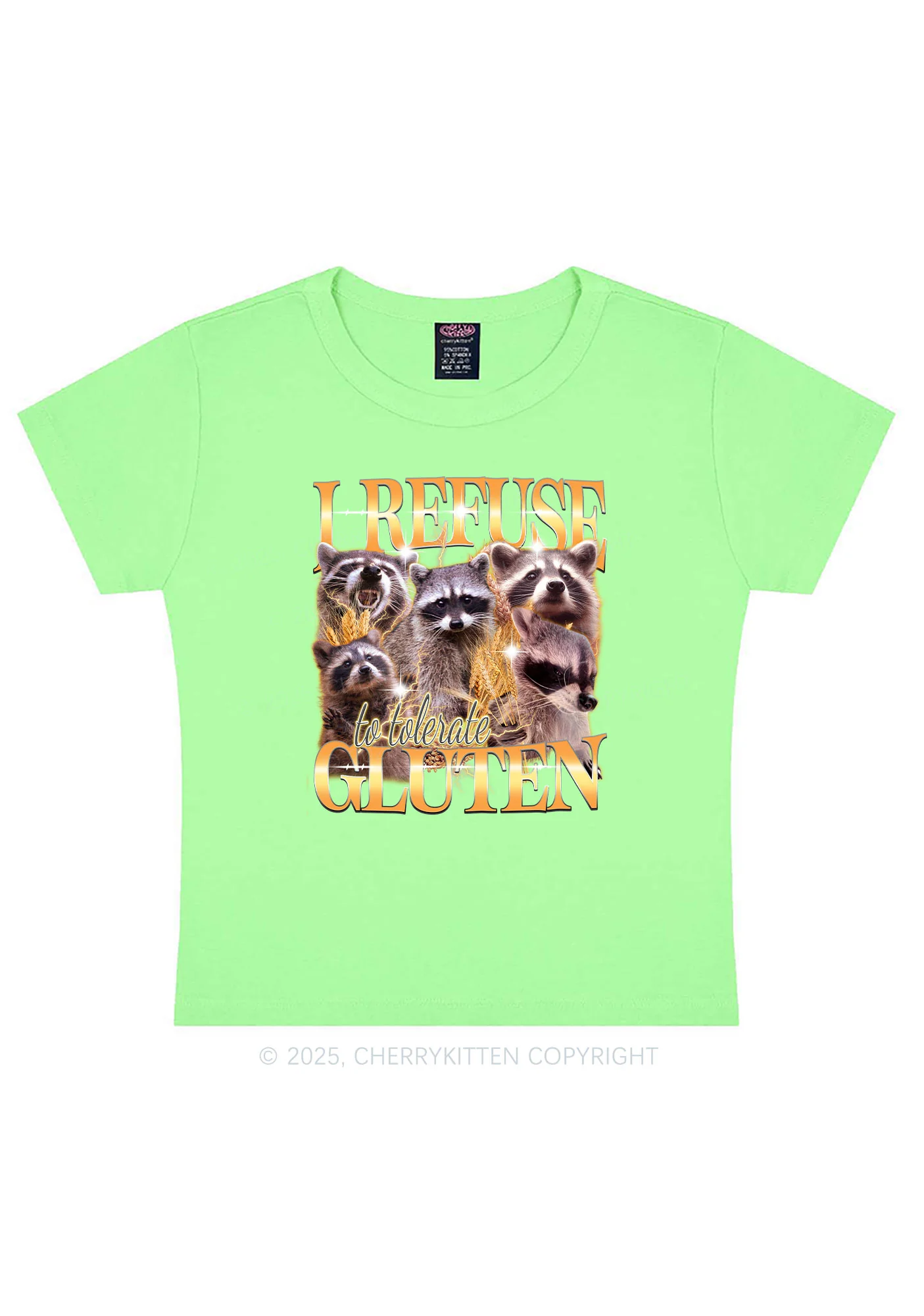 Raccoons Refuse Tolerate Gluten Y2K Baby Tee Cherrykitten - Image 13