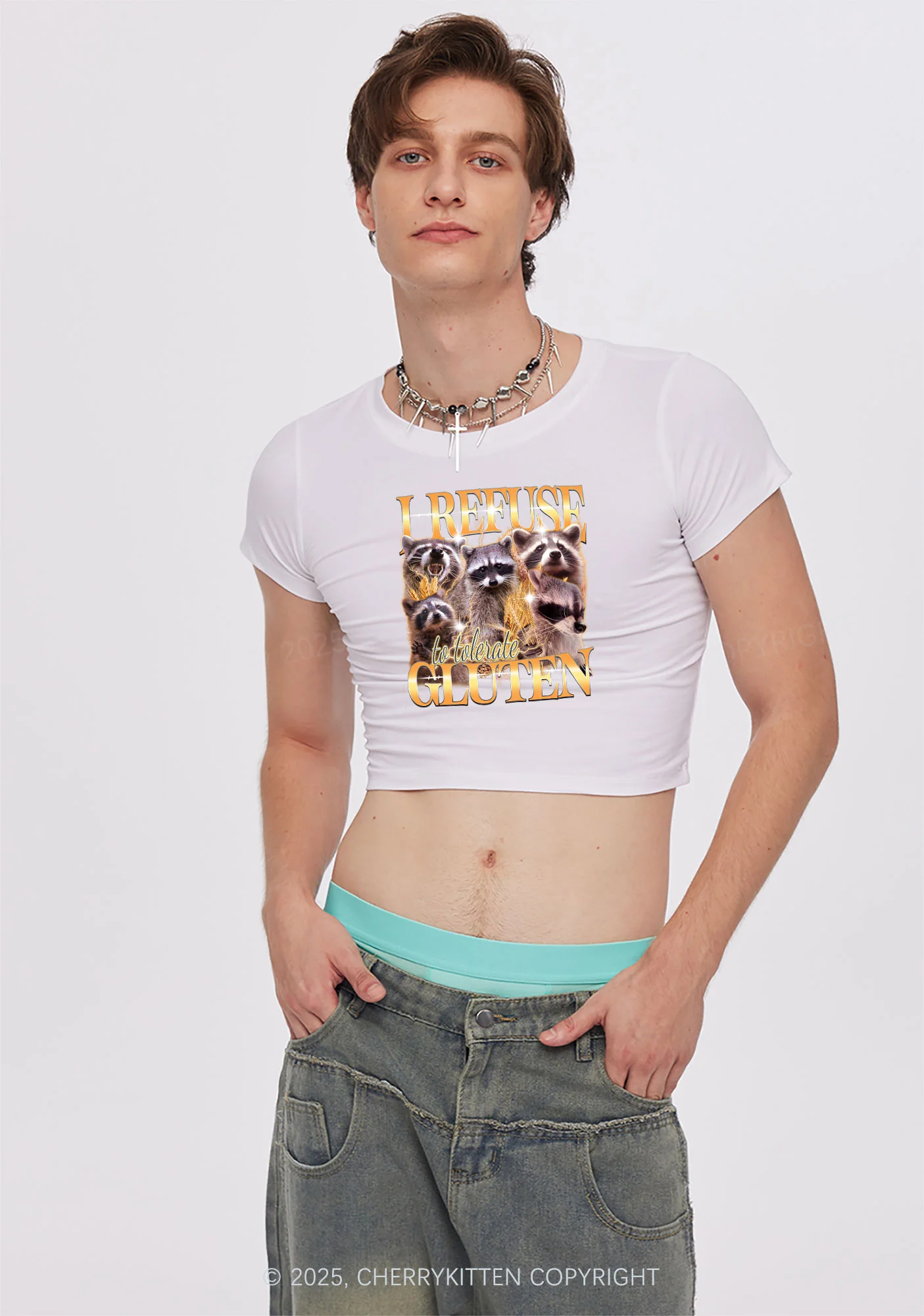 Raccoons Refuse Tolerate Gluten Y2K Baby Tee Cherrykitten - Image 3