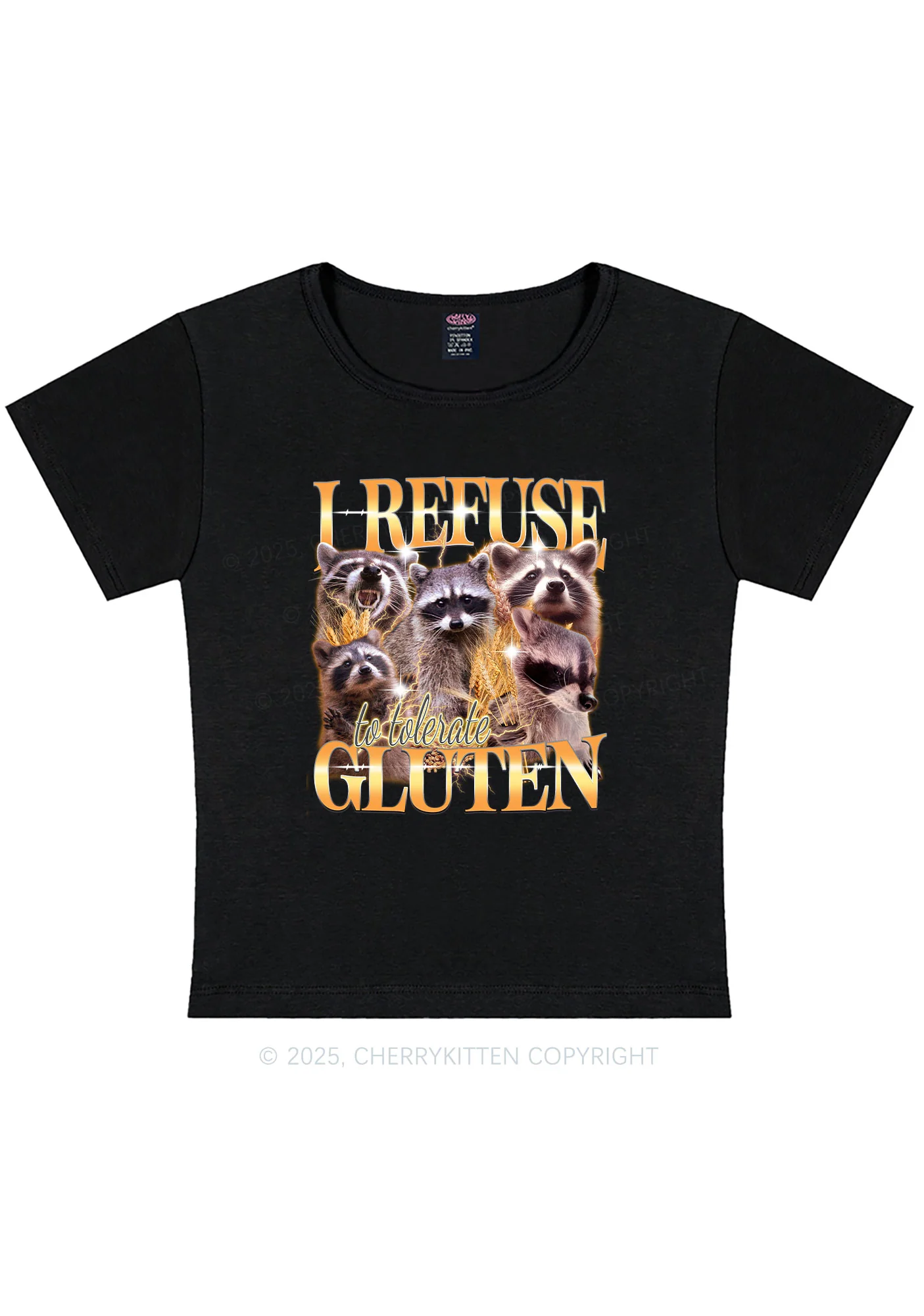Raccoons Refuse Tolerate Gluten Y2K Baby Tee Cherrykitten - Image 4