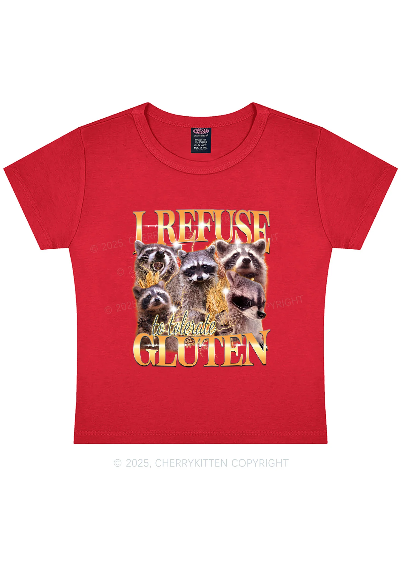 Raccoons Refuse Tolerate Gluten Y2K Baby Tee Cherrykitten - Image 5