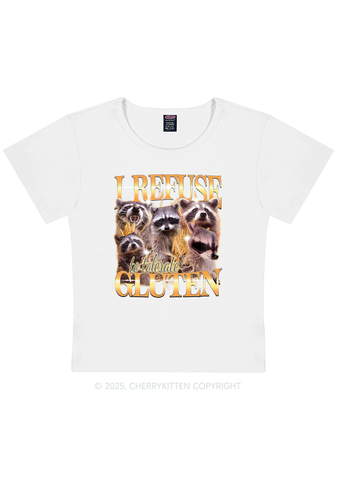 Raccoons Refuse Tolerate Gluten Y2K Baby Tee Cherrykitten - Image 6