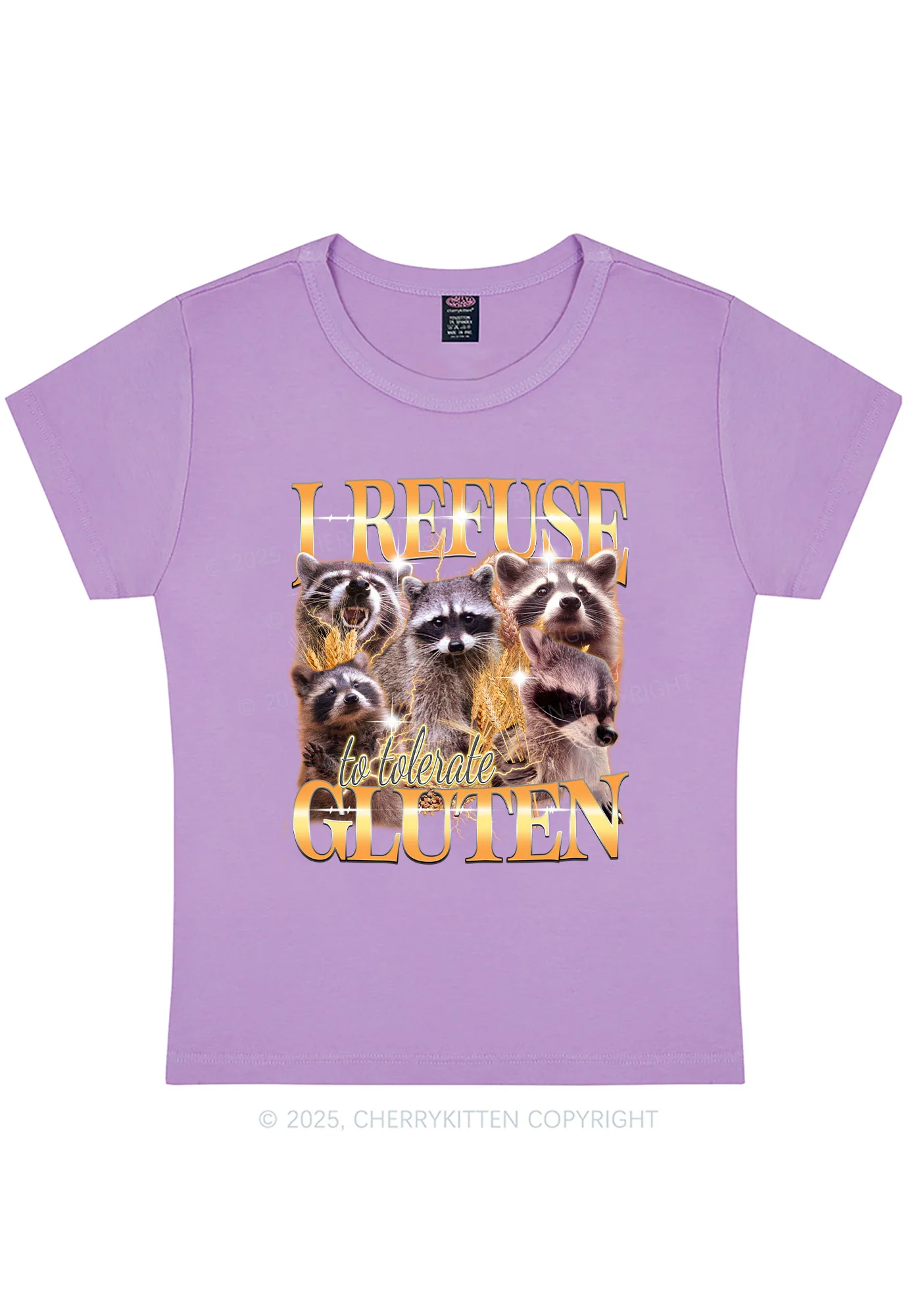Raccoons Refuse Tolerate Gluten Y2K Baby Tee Cherrykitten - Image 7