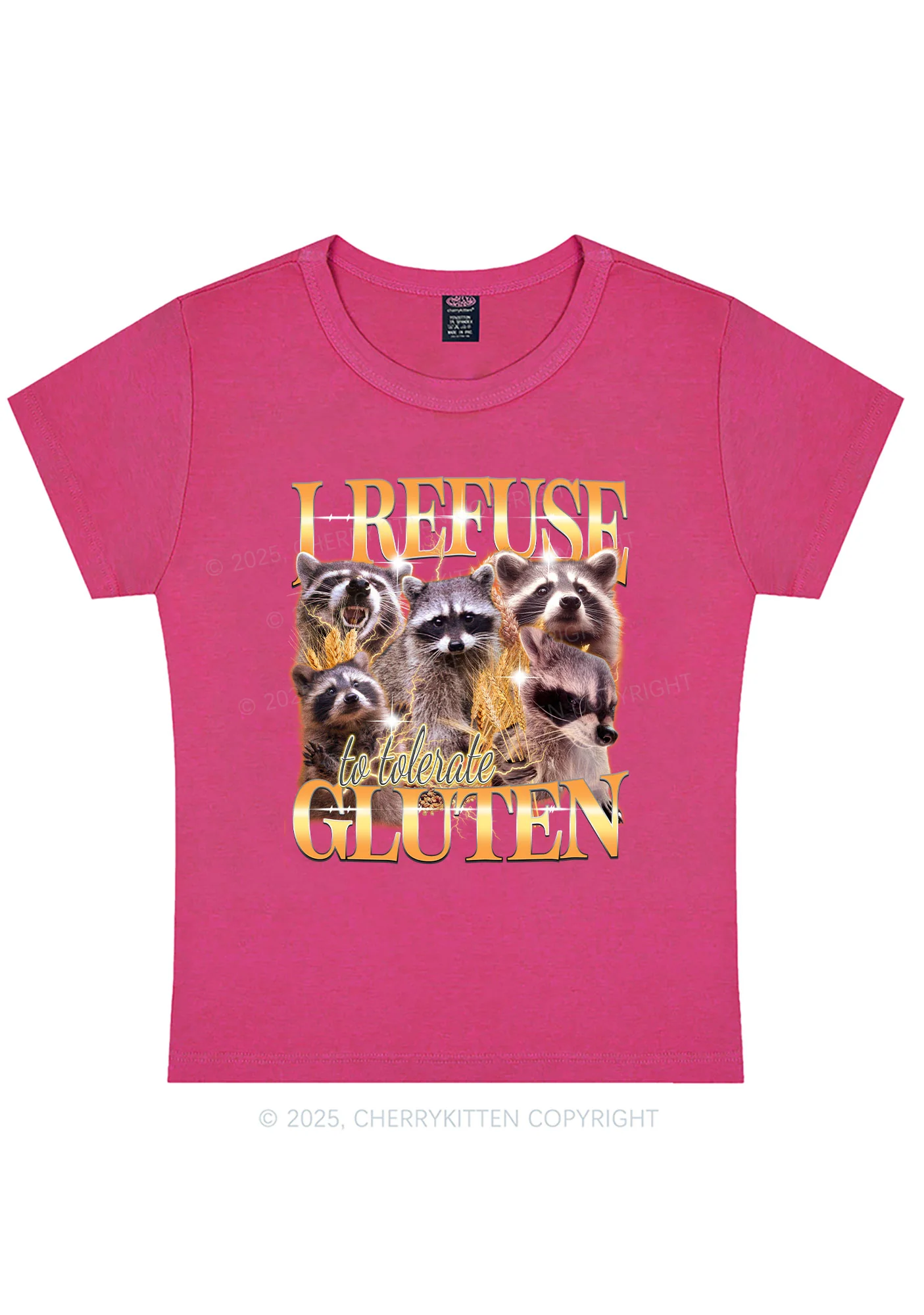 Raccoons Refuse Tolerate Gluten Y2K Baby Tee Cherrykitten - Image 8